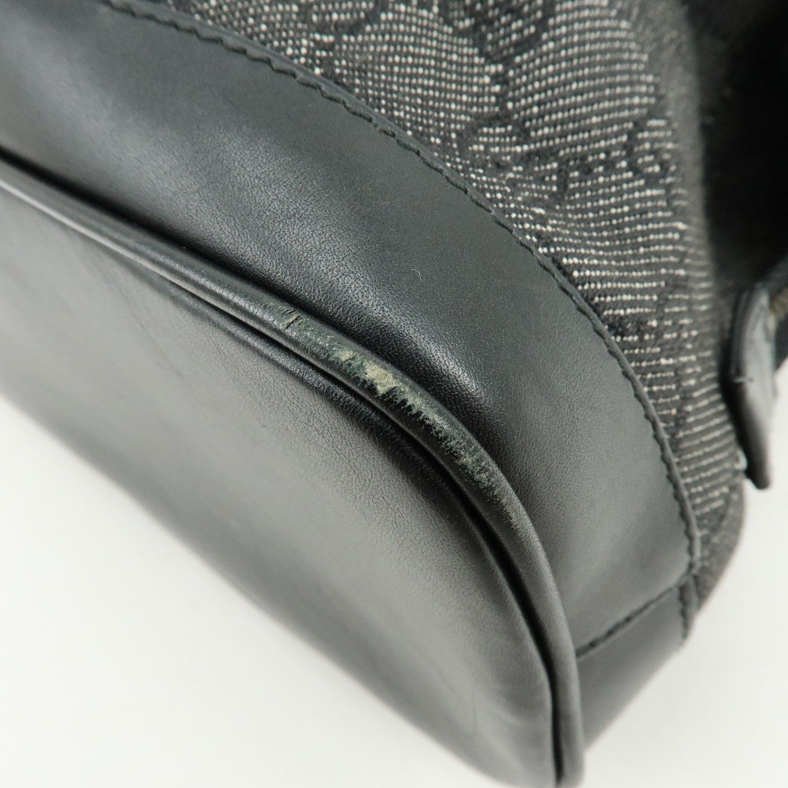 GUCCI GG Canvas Leather Hand Bag Boston Bag Black 92734