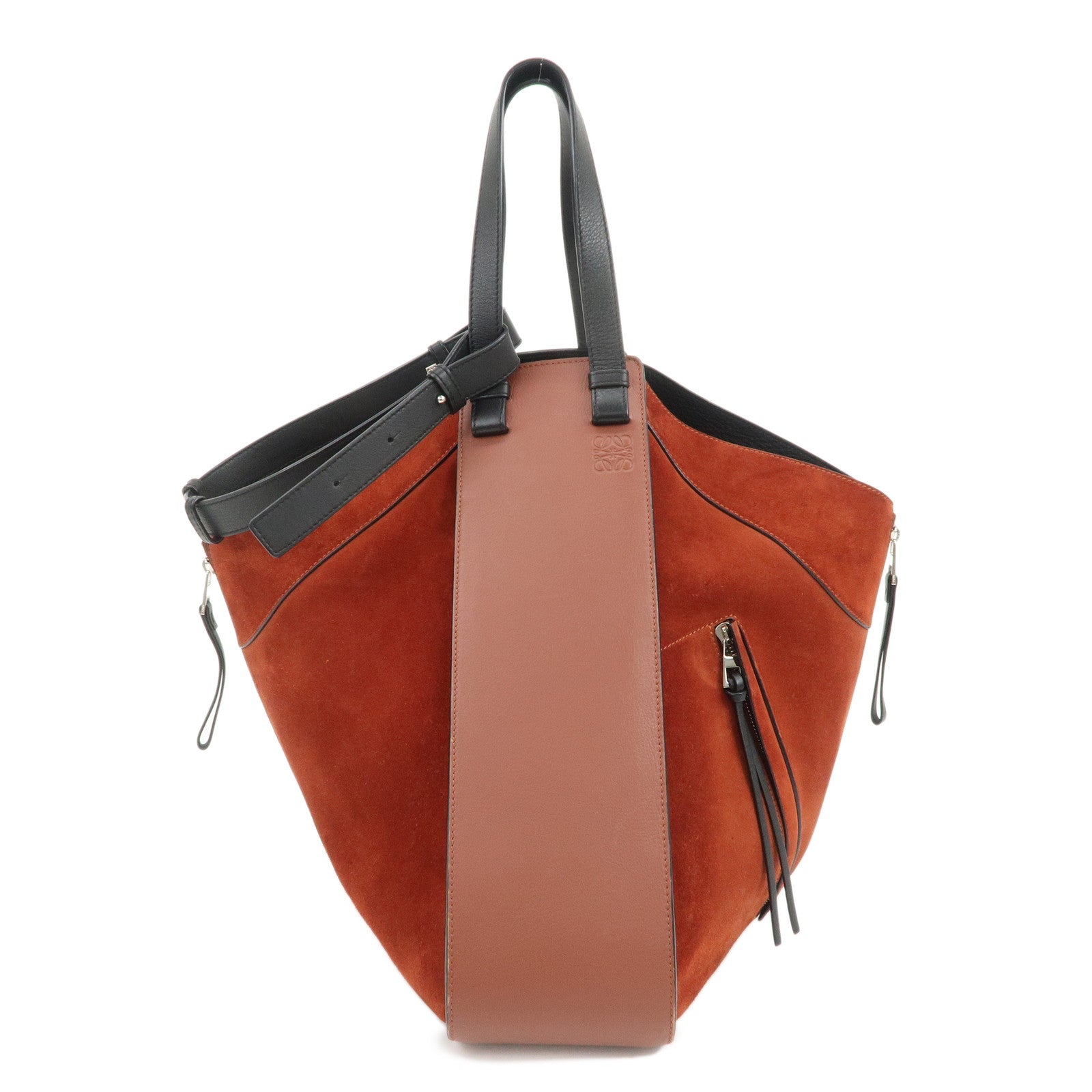 LOEWE Anagram Leather Suede Hammock Large 2Way Shoulder Bag Brown