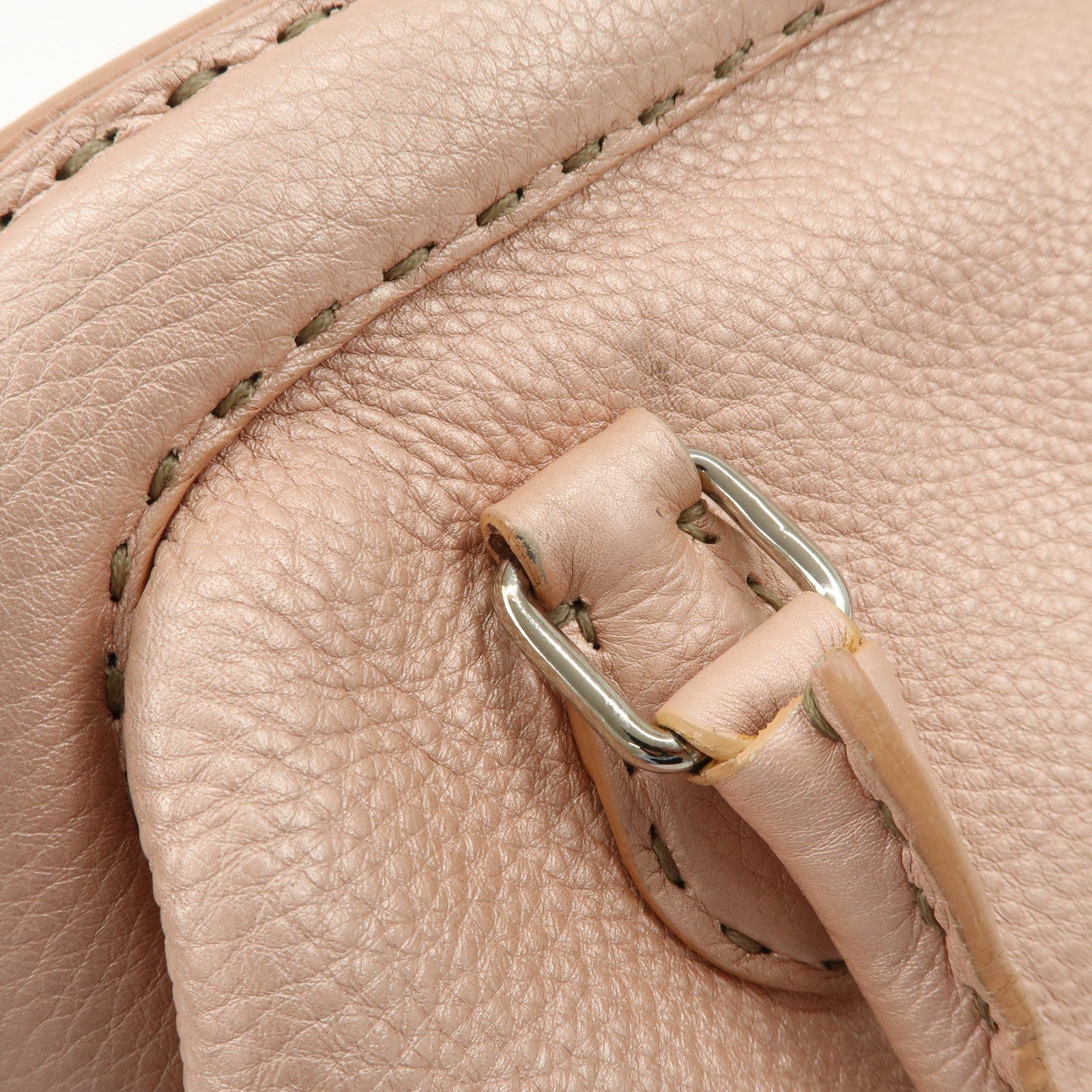 FENDI Selleria Leather Boston Bag Hand Bag Pink 8BN127 Used