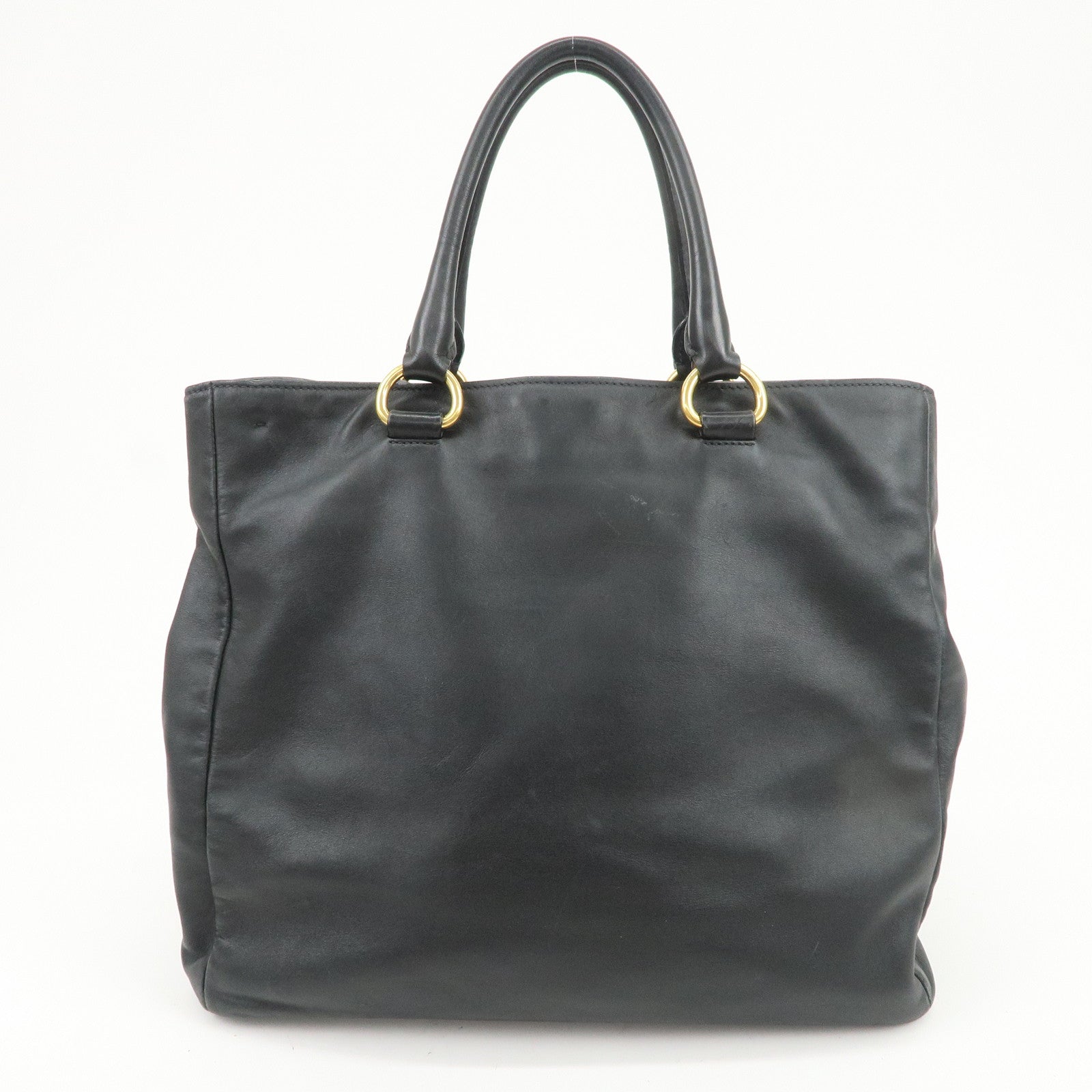 PRADA Logo Leather 2Way Hand Bag Tote Bag Shoulder Bag Black BN2151