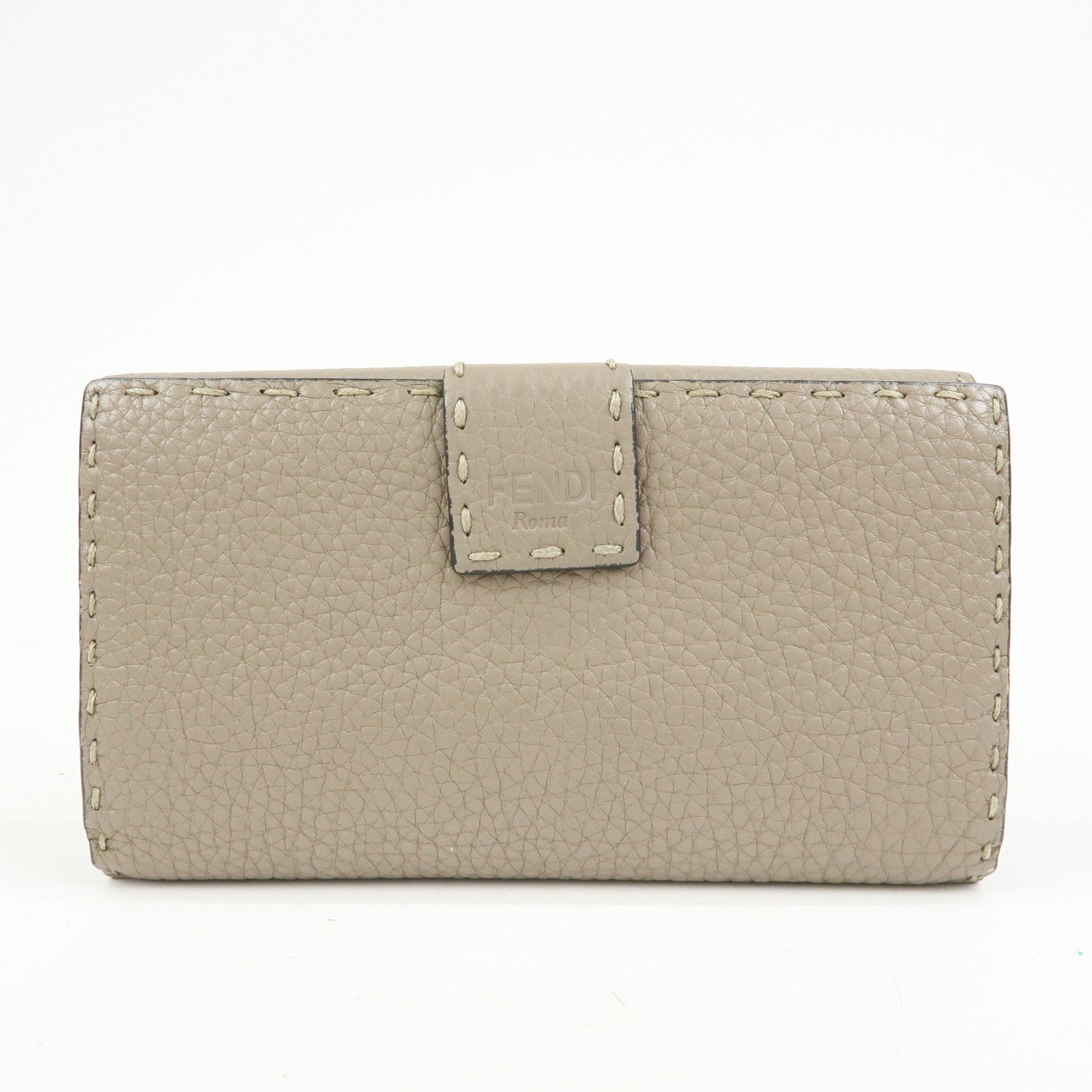 FENDI Seleria Peekaboo Leather Continental Wallet Grey 8M0308