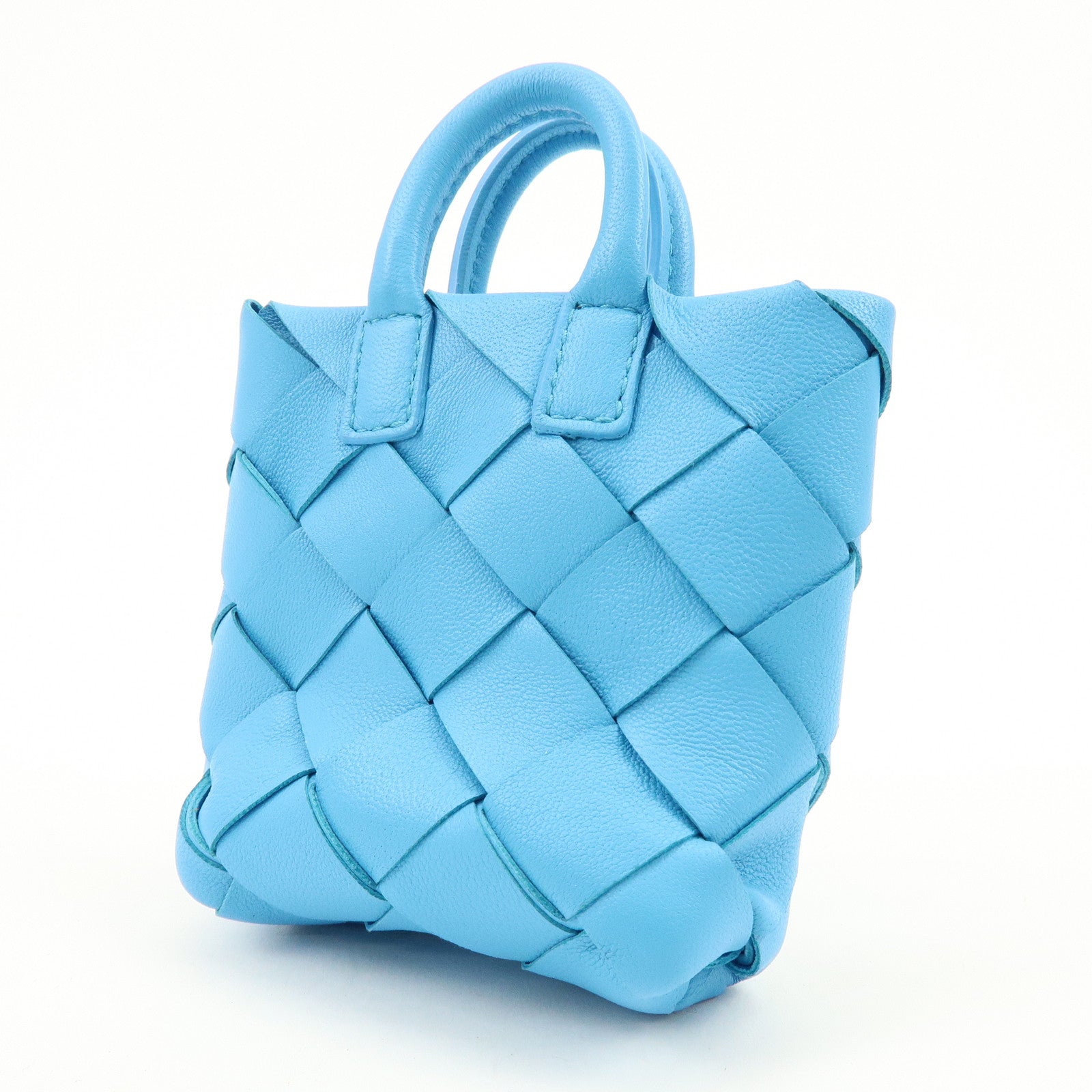 BOTTEGA VENETA Intrecciato Nappa Leather Bag Charm Light Blue