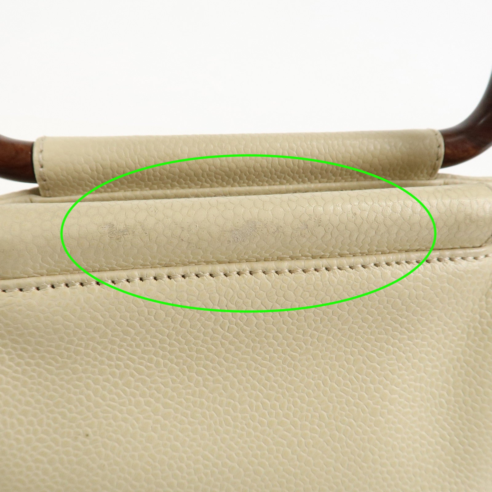 CHANEL COCO Mark Caviarskin Hand Bag Ivory Brown