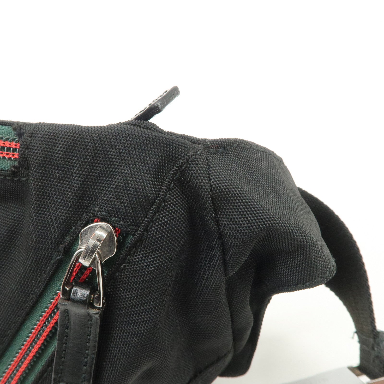 GUCCI Sherry Nylon Leather Body Bag Waist Bag Black 122350