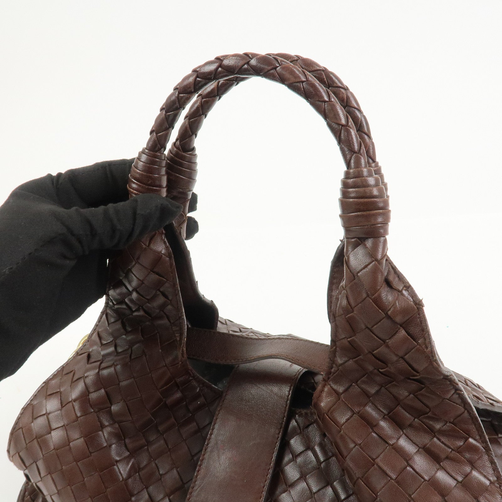 BOTTEGA VENETA Intrecciato Leather Hand Bag Brown