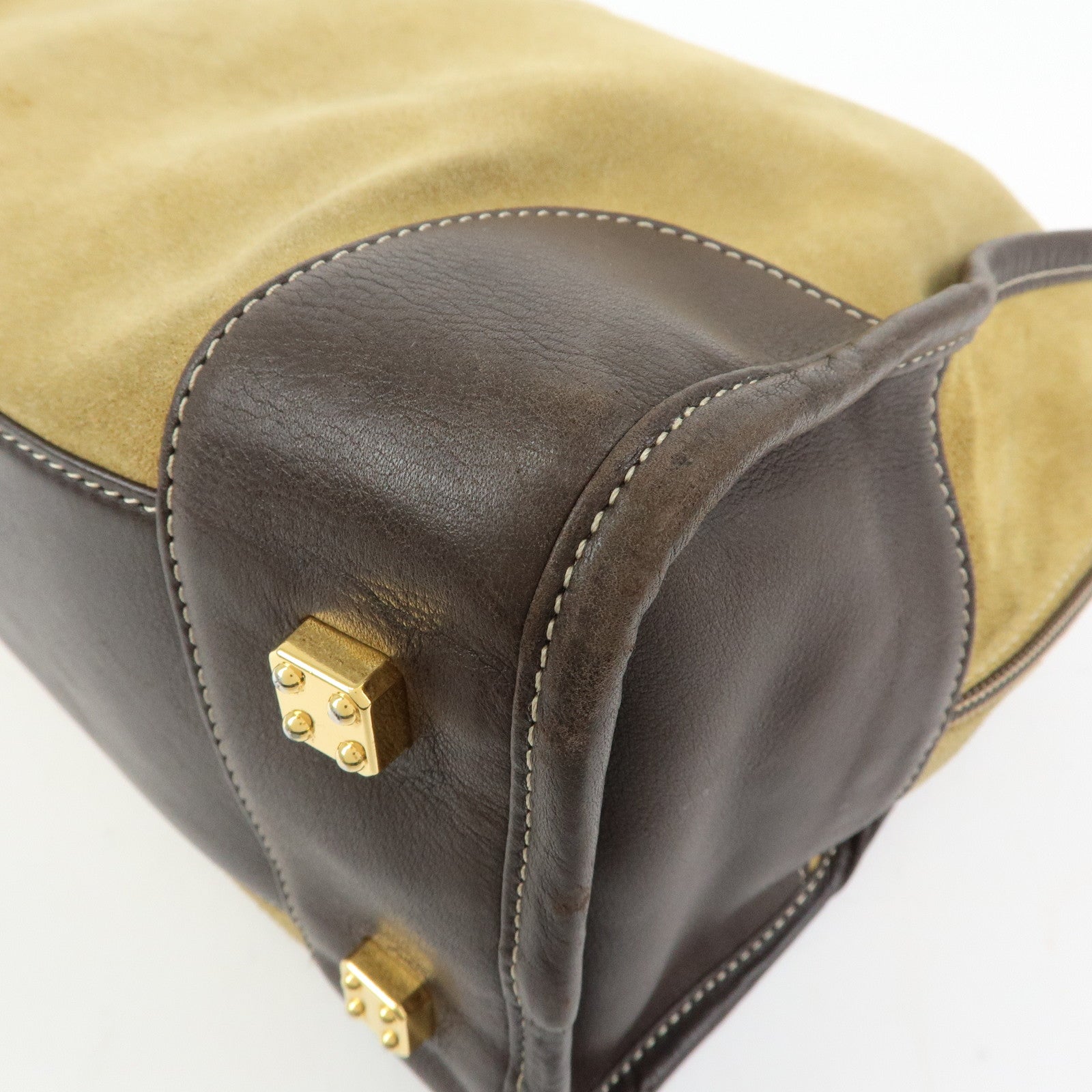 LOEWE Anagram Suede Leather Amazona 32 Hand Bag Boston Bag Brown