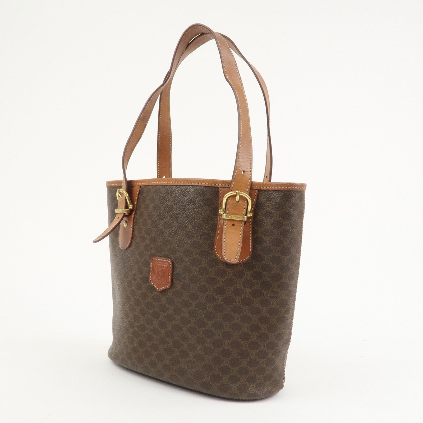 CELINE Macadam PVC Leather Tote Bag Hand Bag Brown