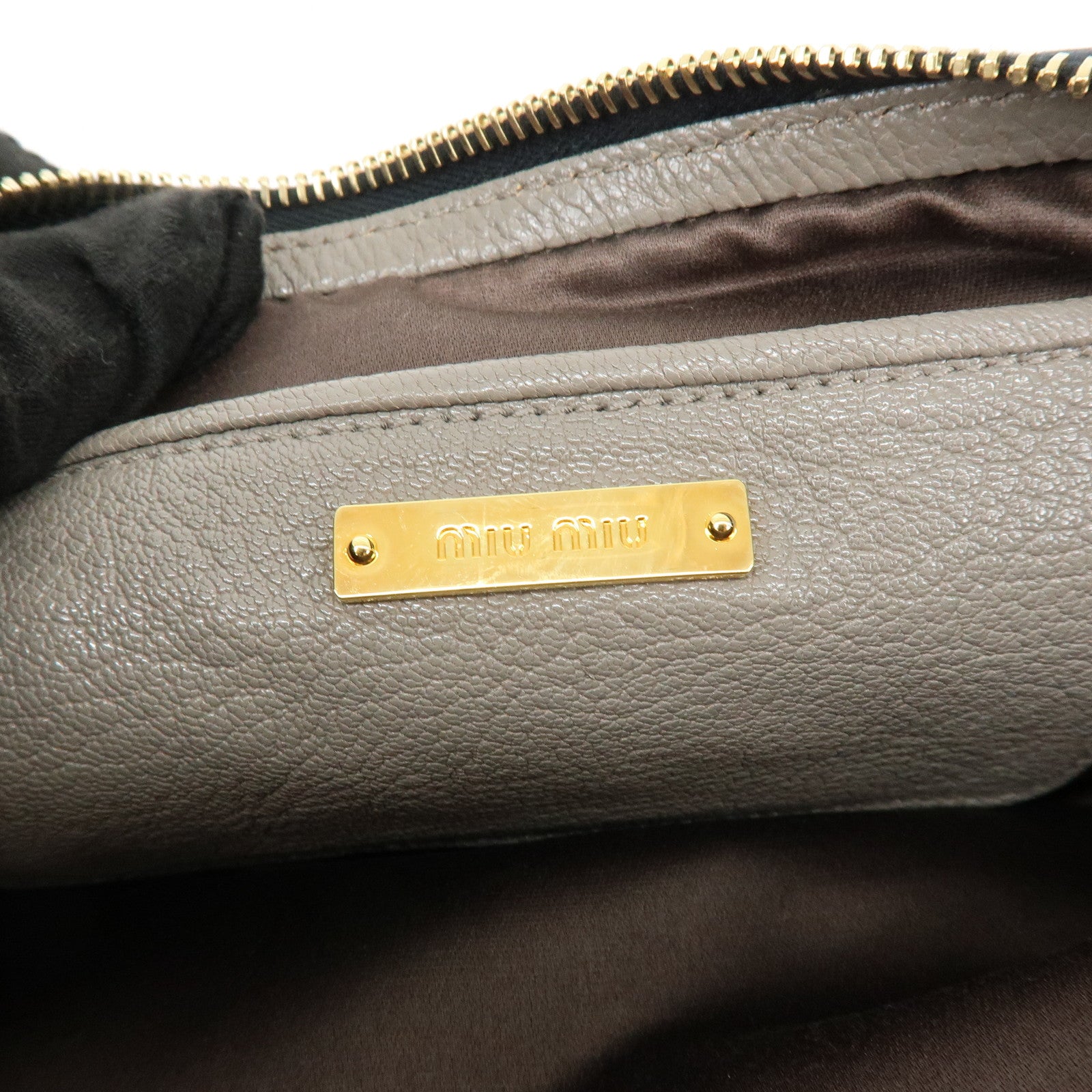 MIU MIU Madras Leather Shoulder Bag Crossbody Bag Gray