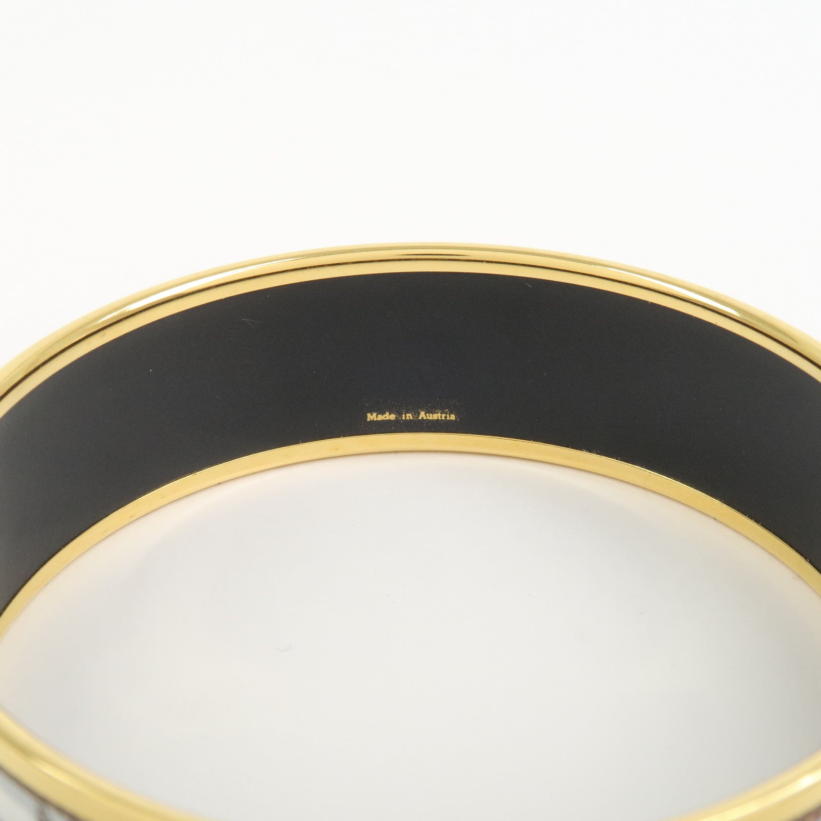 HERMES Email GM Bangle Plated Bracelet Gold Brown