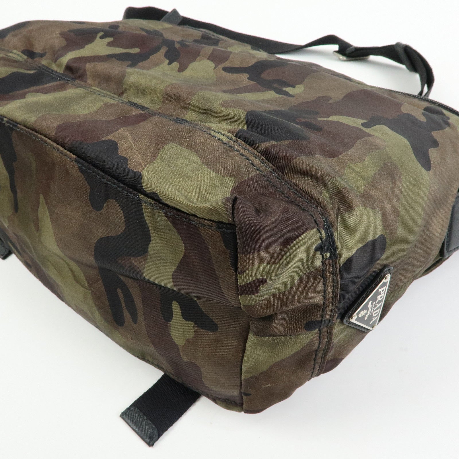 PRADA Triangle Logo Camouflage Nylon Saffiano Leather Shoulder Bag