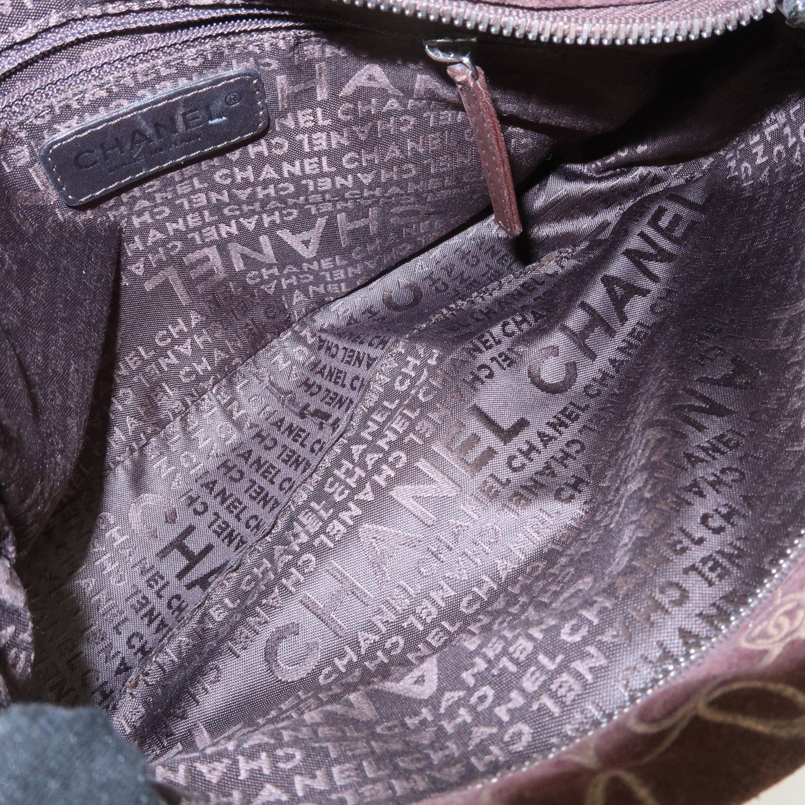 CHANEL Cameria Suede Shoulder Bag Brown Silver Hardware Used