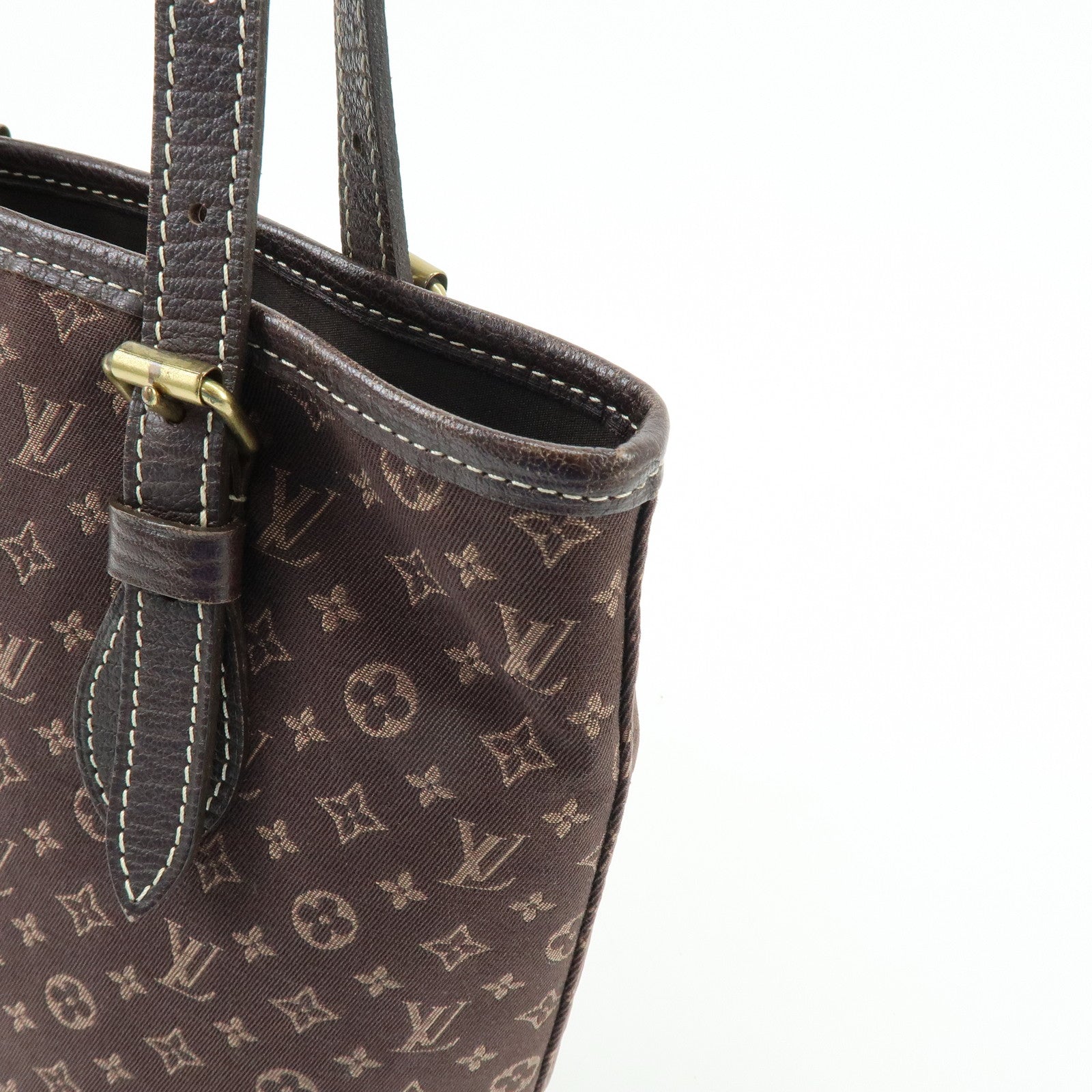Louis Vuitton Monogram Mini Lin Bucket PM Tote Bag Ebene M95226