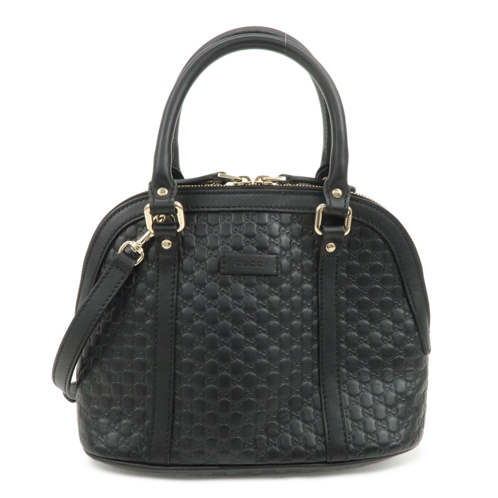 GUCCI Micro Guccissima Leather 2Way Hand Shoulder Bag Black 449654