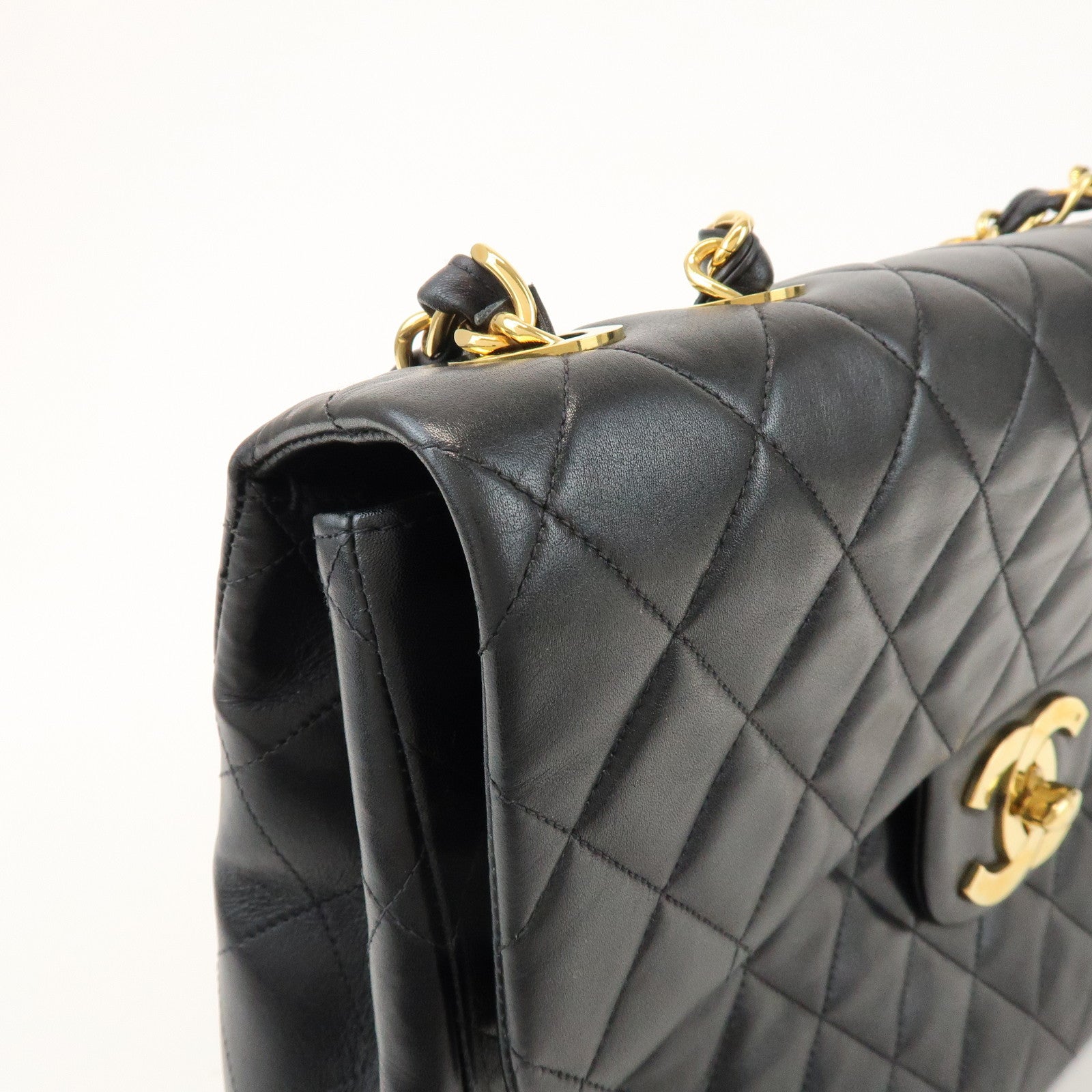 CHANEL Jumbo Matelasse 34 Lamb Skin Shoulder Bag Black A01094