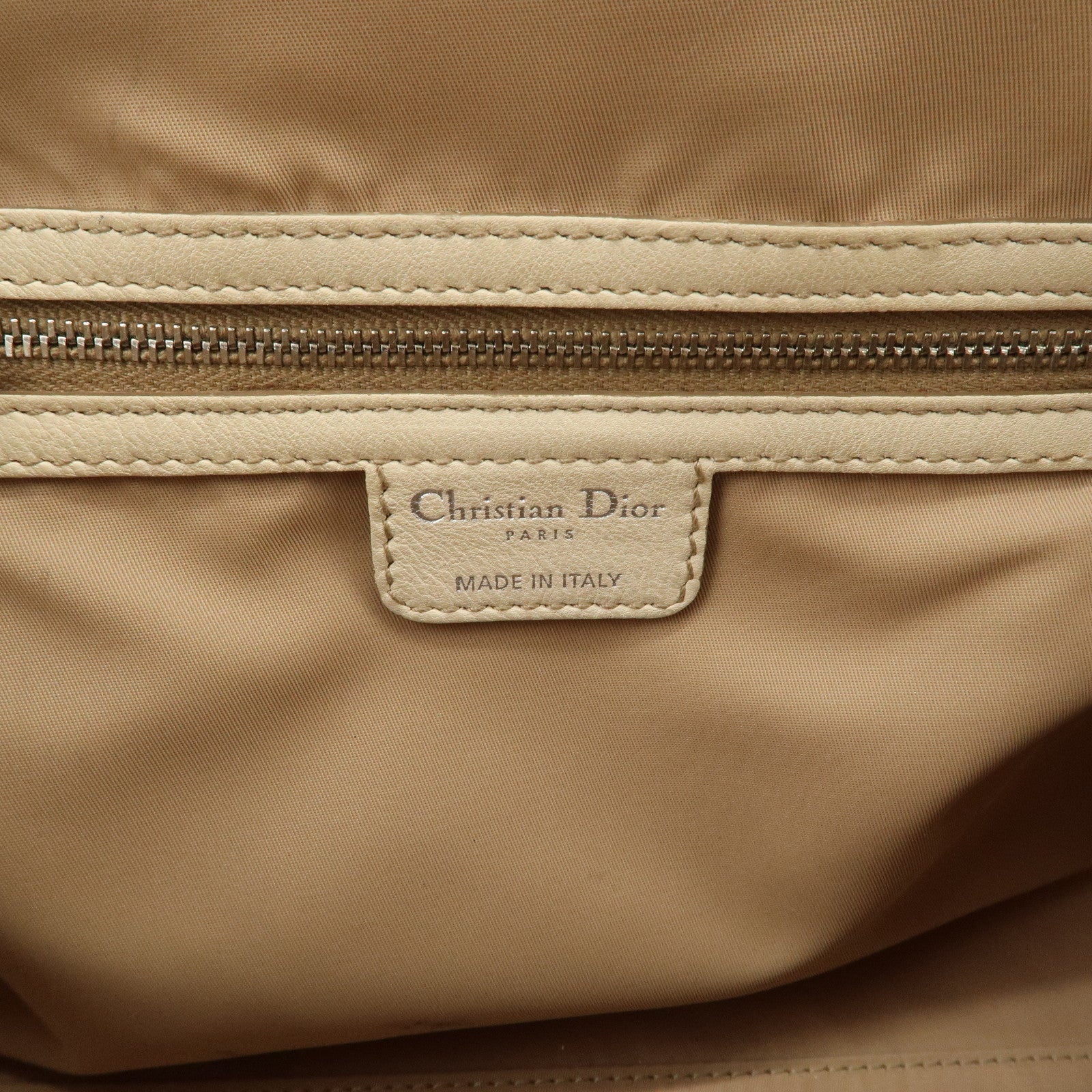 Christian Dior Trotter Canvas Leather Hand Bag Beige Ivory