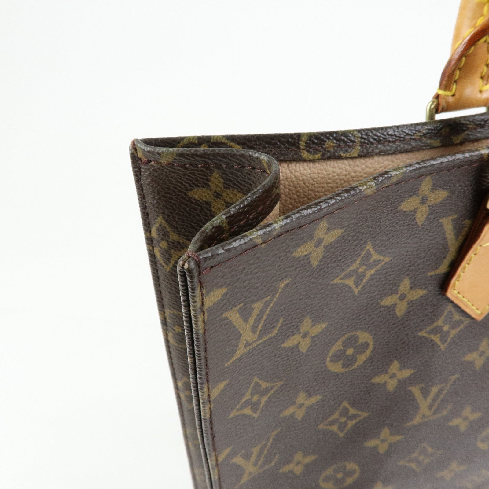Louis Vuitton Monogram Sac Plat Tote Bag Hand Bag Brown M51140