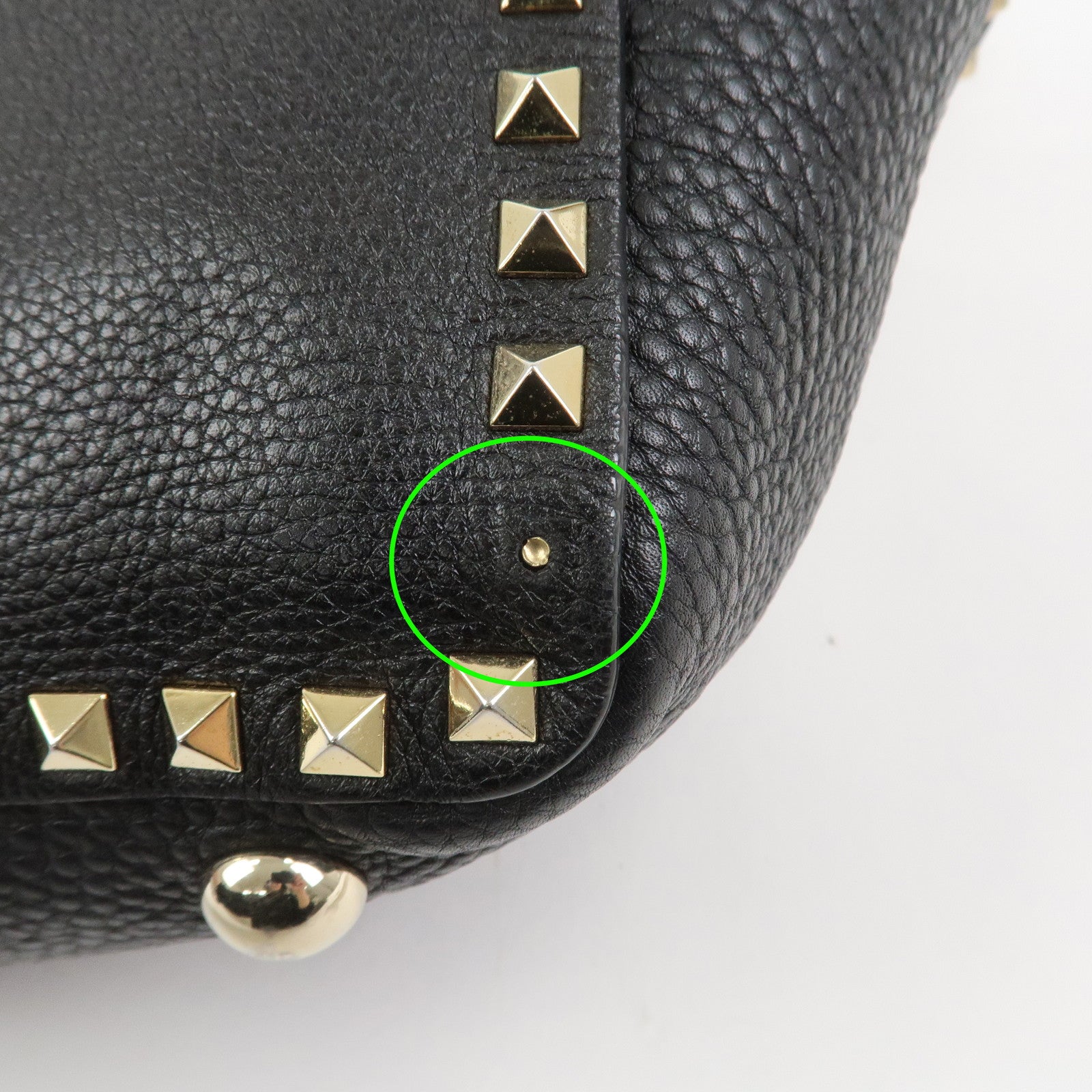 VALENTINO Rockstud Leather Tote Bag Hand Bag Shoulder Bag Black