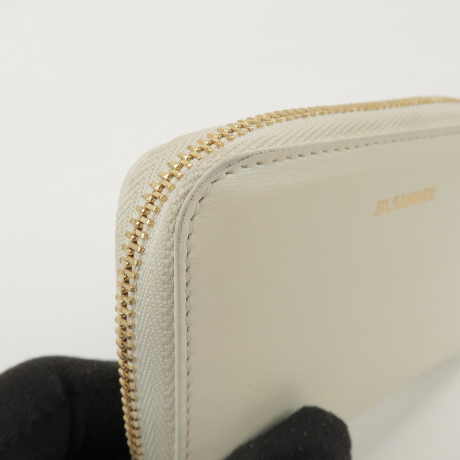 JIL SANDER Logo Leather Round Zippy Coin Case Coin Wallet Ivory
