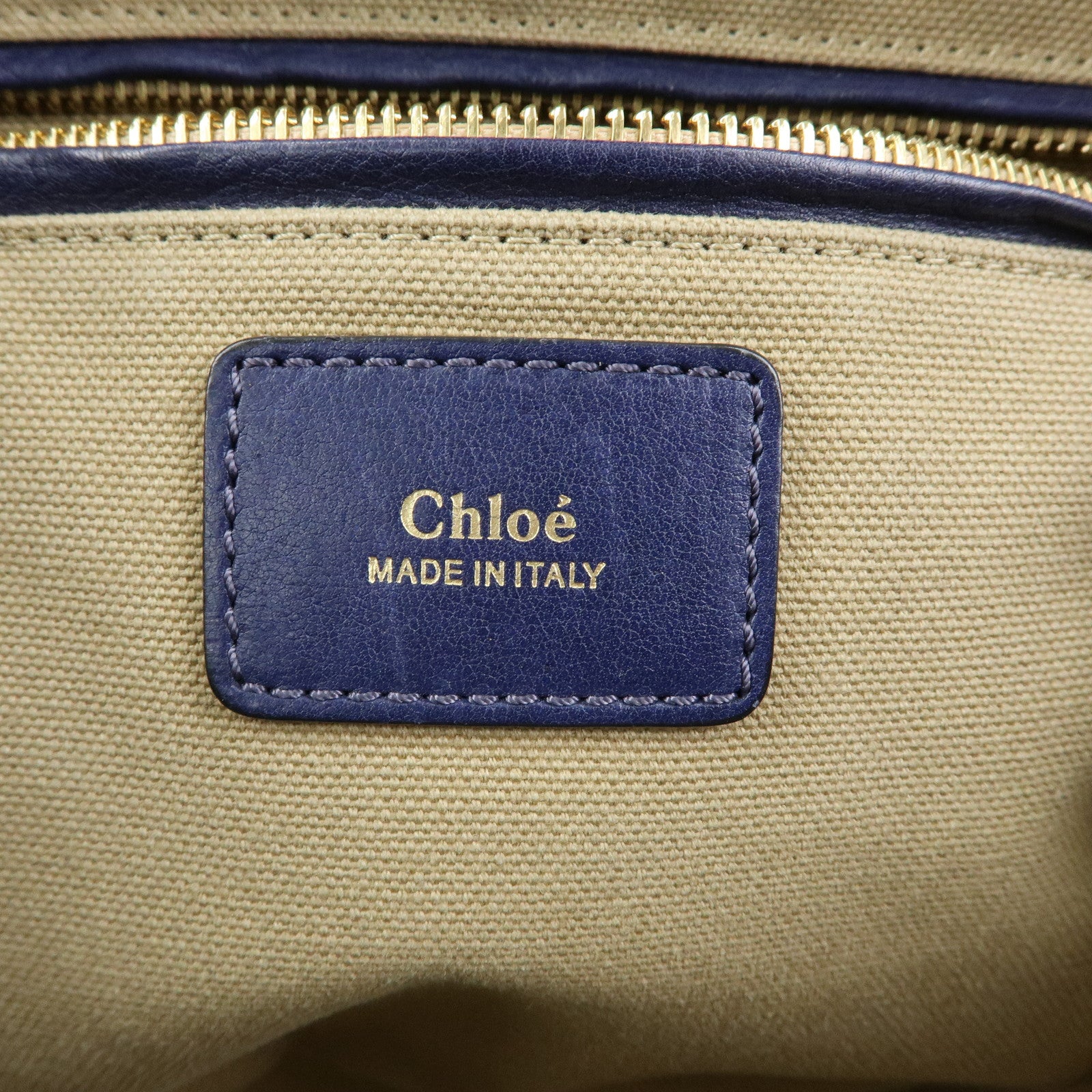 Chloe Goldie Leather Suede 2Way Hand Bag Shoulder Bag Navy