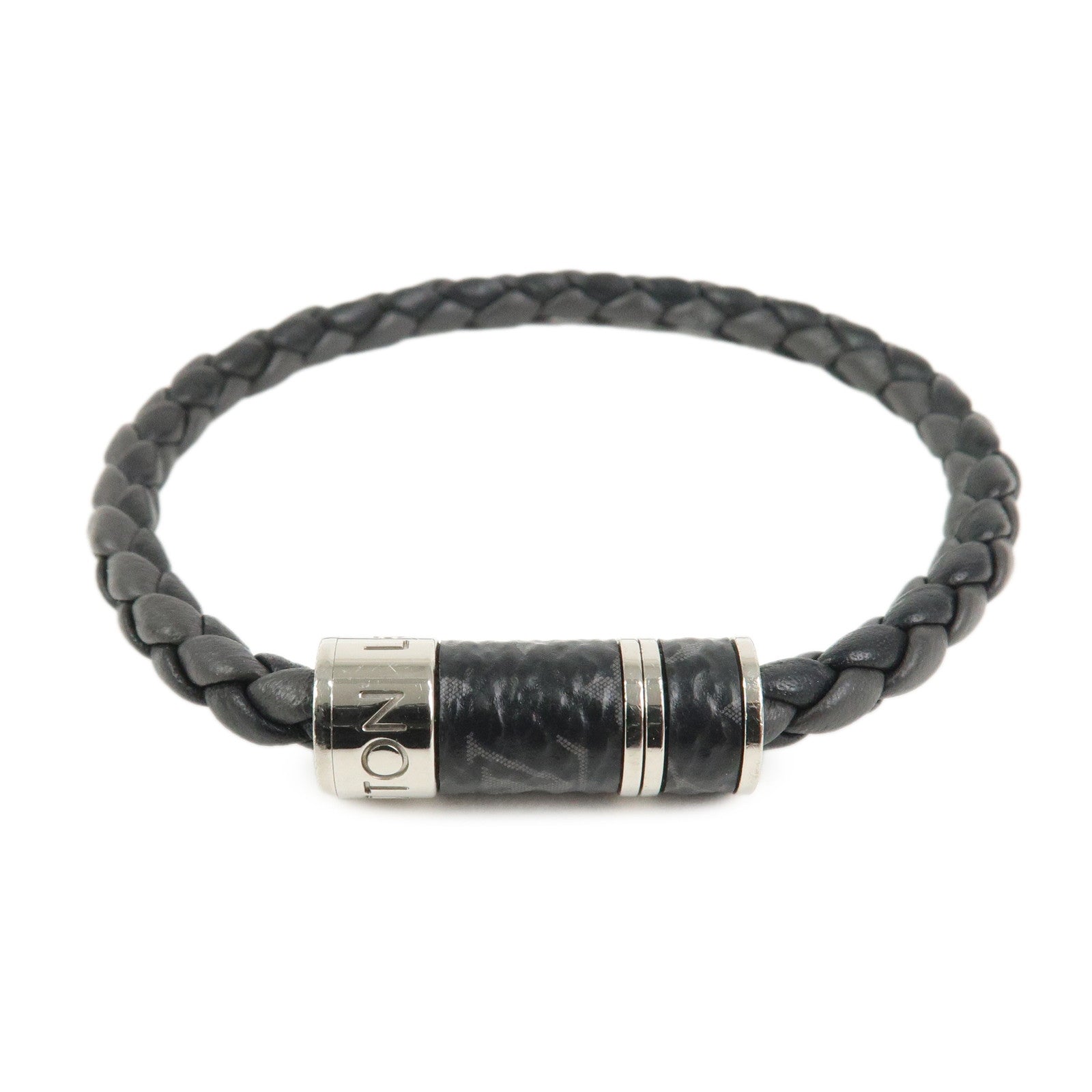Louis Vuitton Monogram Eclipse Leather Bracelet Braided It M6588