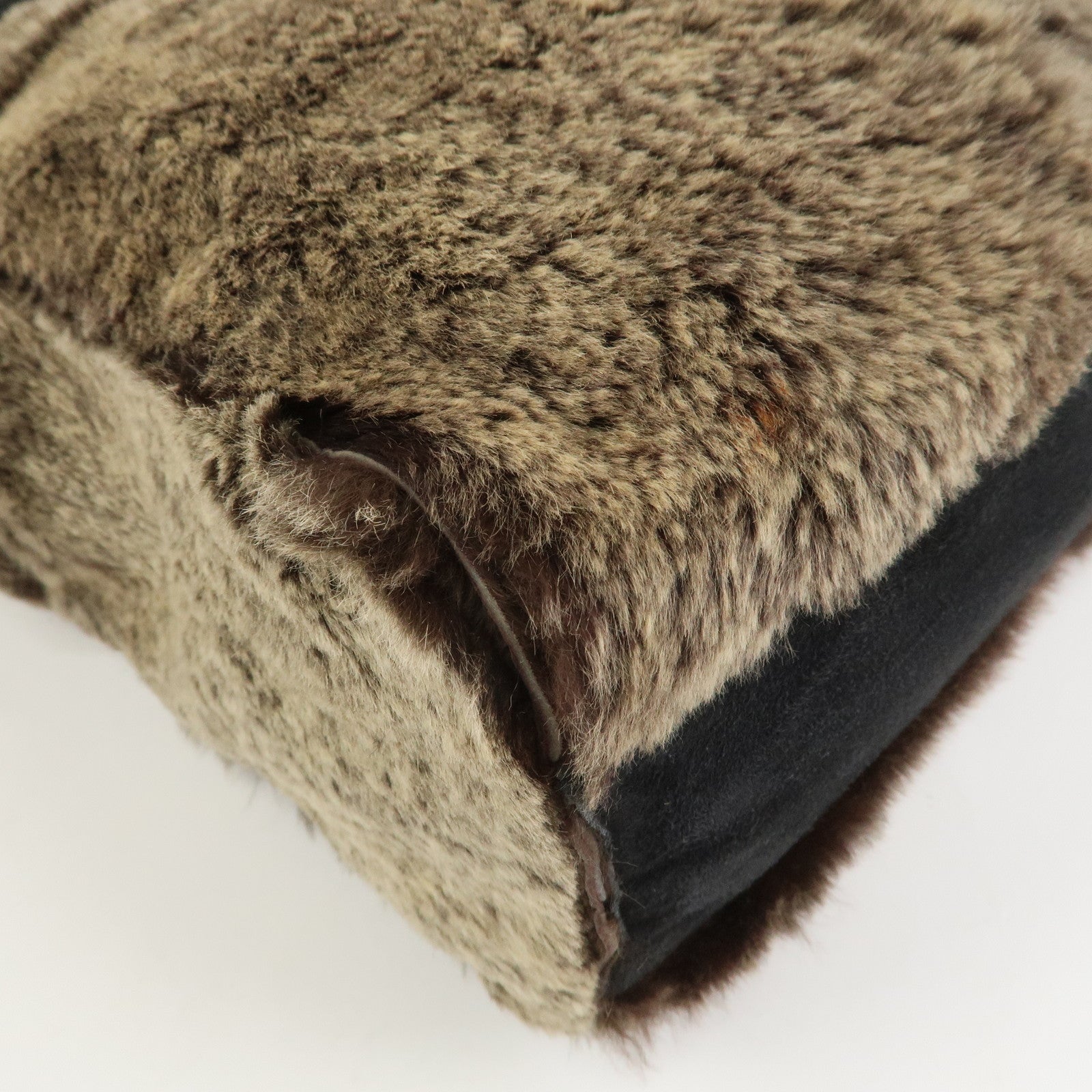 CHANEL COCO Mark Fur Suede Tote Bag Hand Bag Brown Black