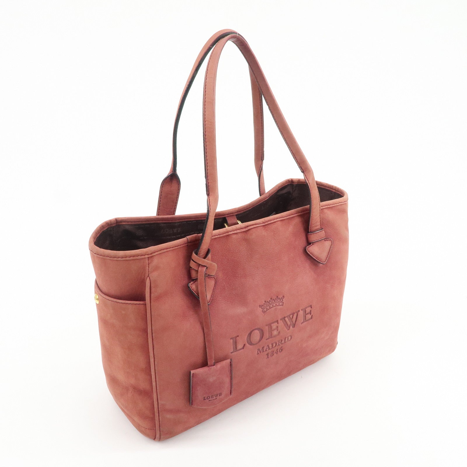 LOEWE Heritage Suede Tote Bag Shoulder Bag Brown