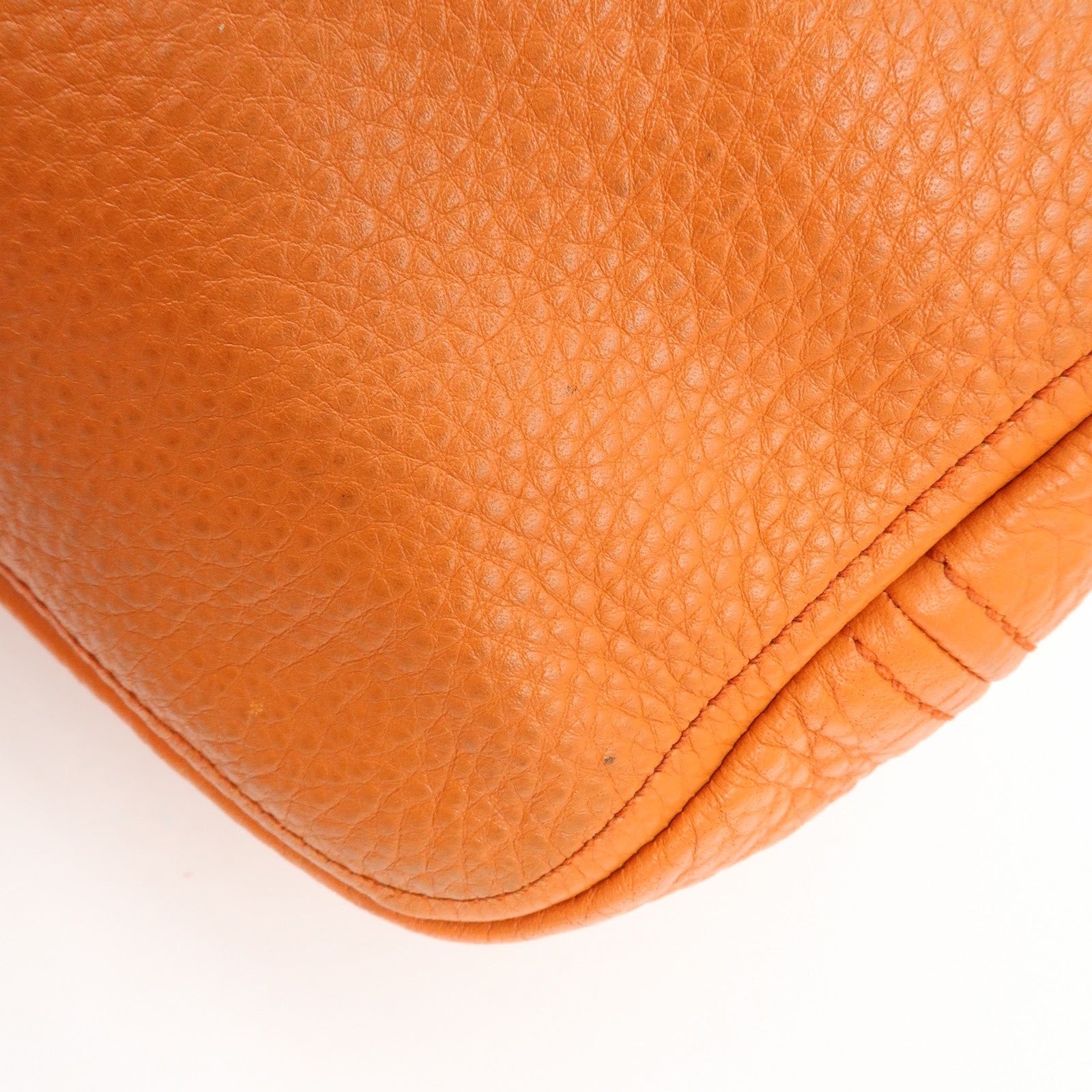 PRADA Logo Leather Shoulder Bag Tote Bag Hand Bag Orange BR4829