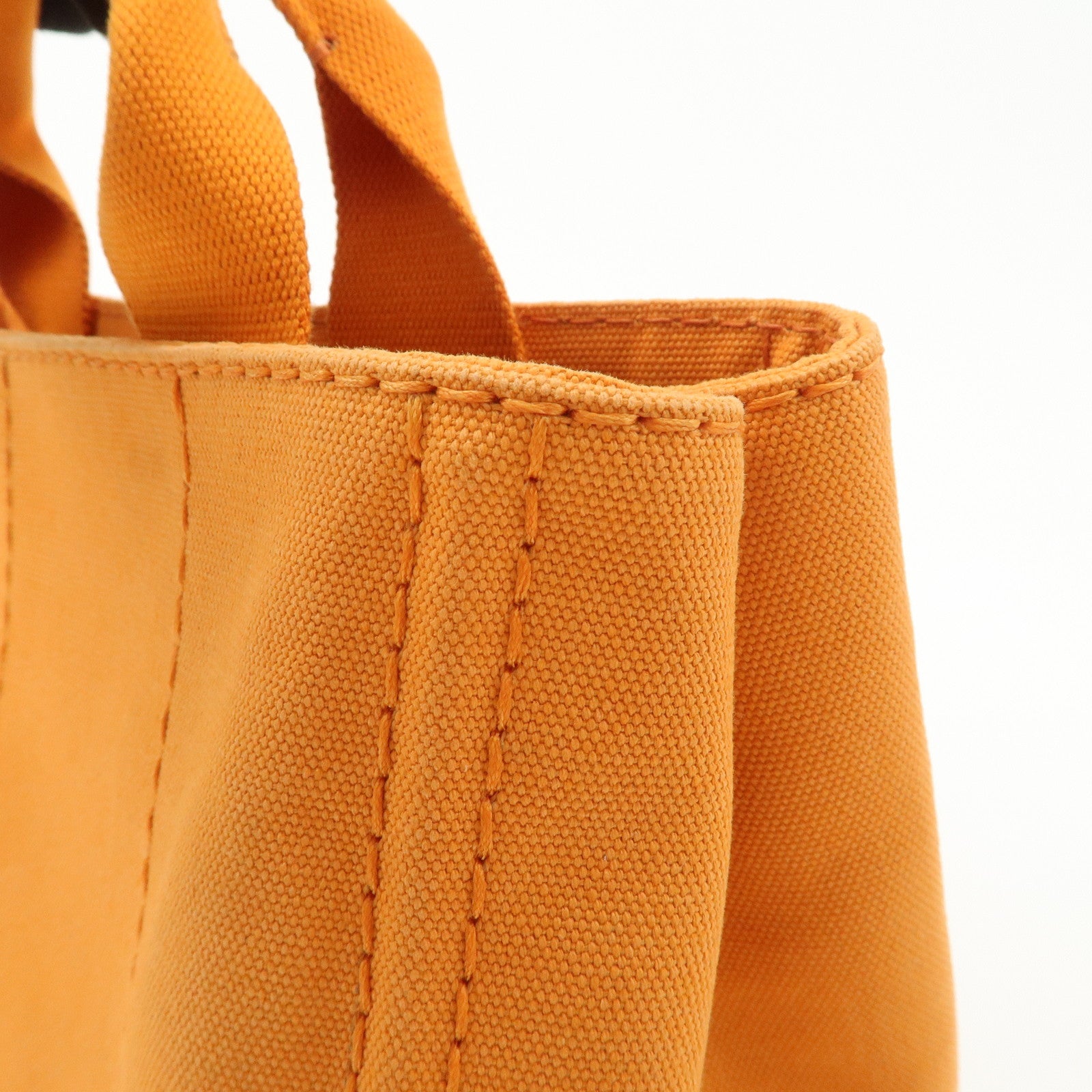 PRADA Logo Canapa Mini Canvas Tote Bag Hand Bag Orange BN2439