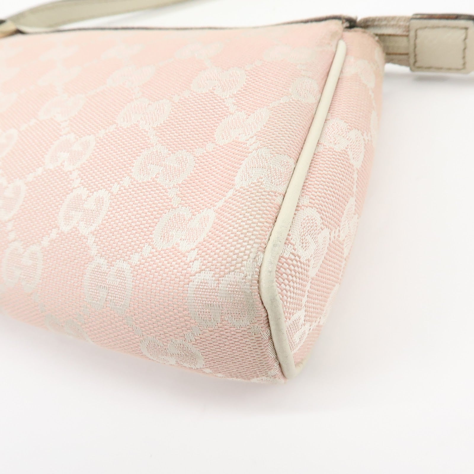 Gucci Abbey GG Canvas Leather Accessory Pouch Hand Bag Pink 145750
