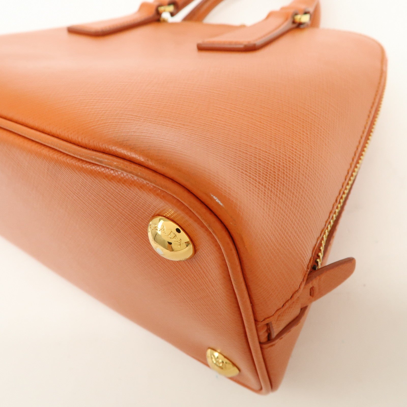 PRADA Saffiano Leather Promenade Small 2Way Hand Bag Orange BL0838