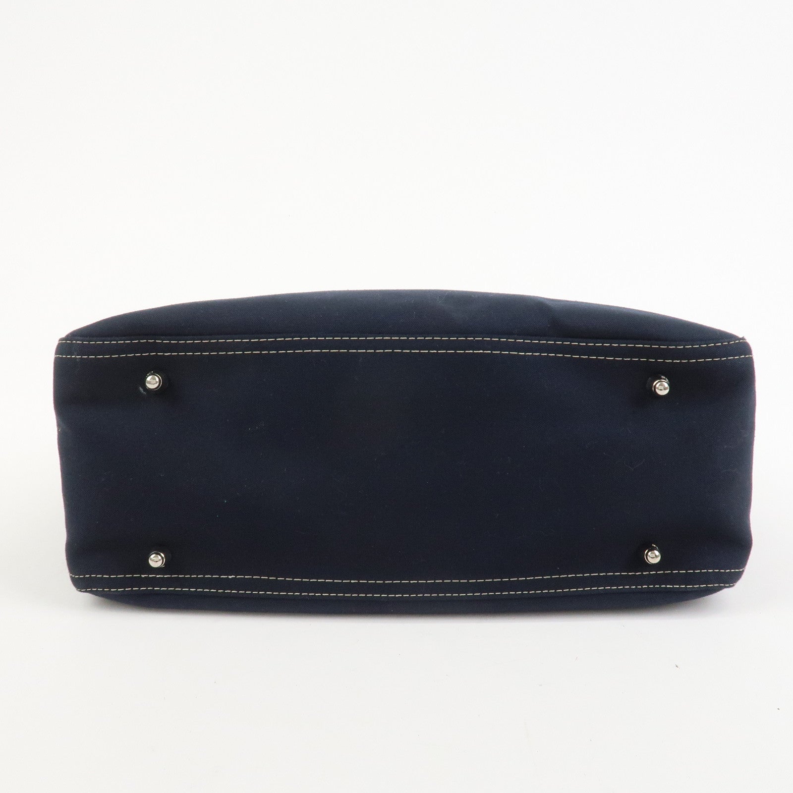 FENDI Canvas Leather Hand Bag Tote Bag Navy 26693