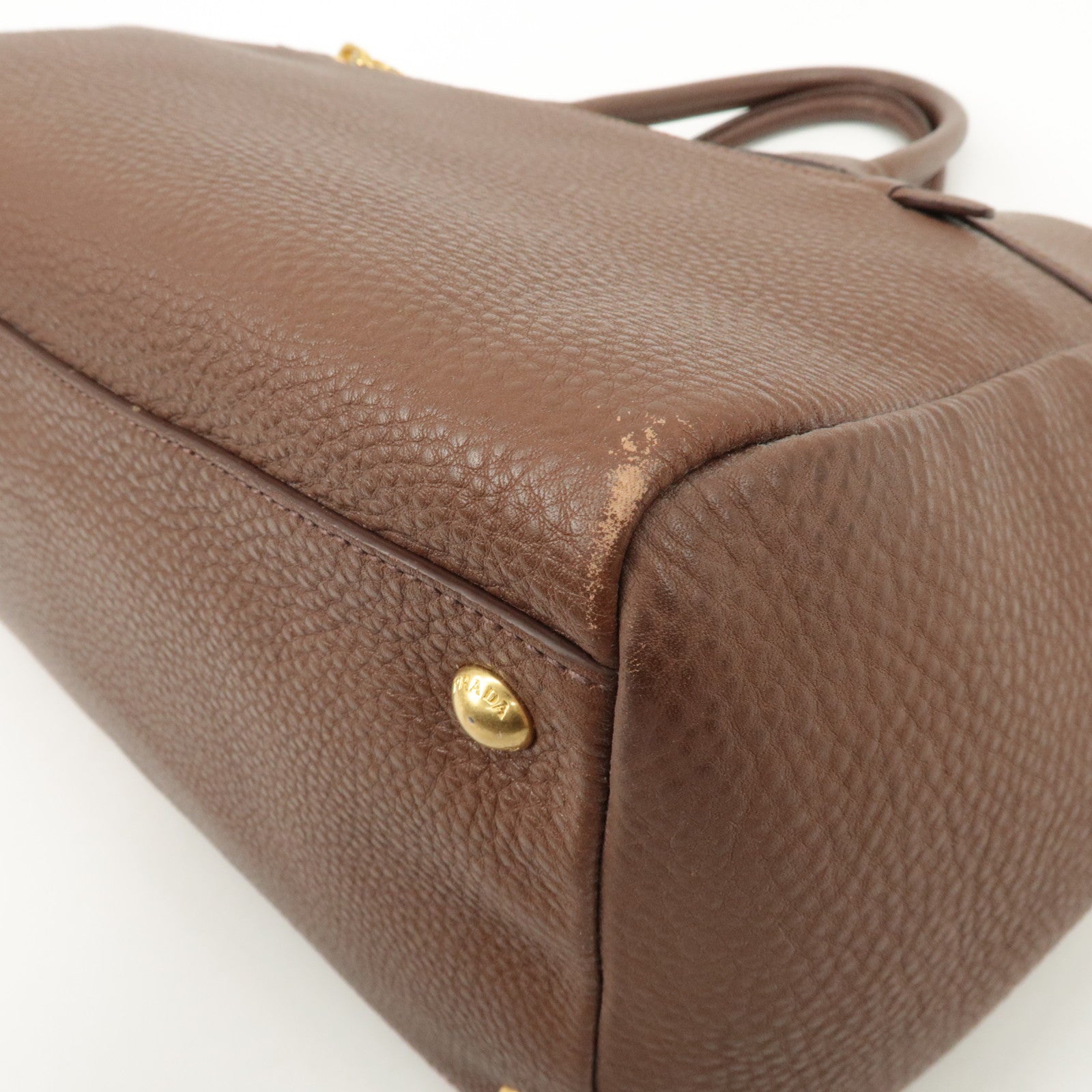 PRADA Vitello Daino Leather 2Way Tote Bag Shoulder Bag BN2545 Used