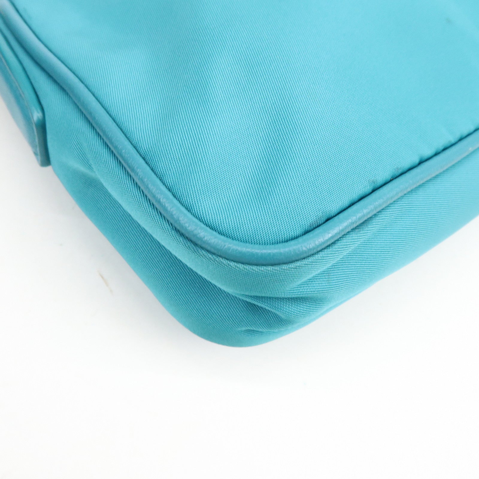 PRADA Triangle Logo Nylon Saffiano Leather Shoulder Bag Blue