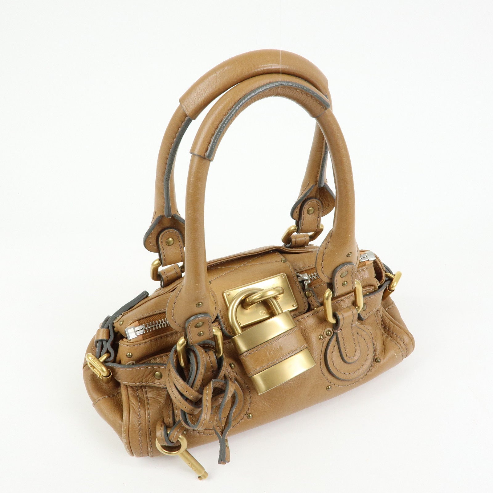 Chloe Paddington Leather Mini Hand Bag Boston Bag Brown