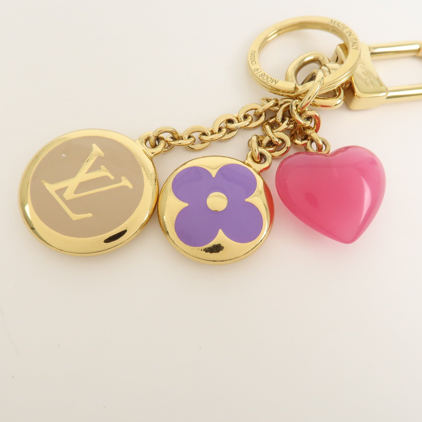 Louis Vuitton Metal Porte Cles LV Enamored Bag Charm Gold M00819