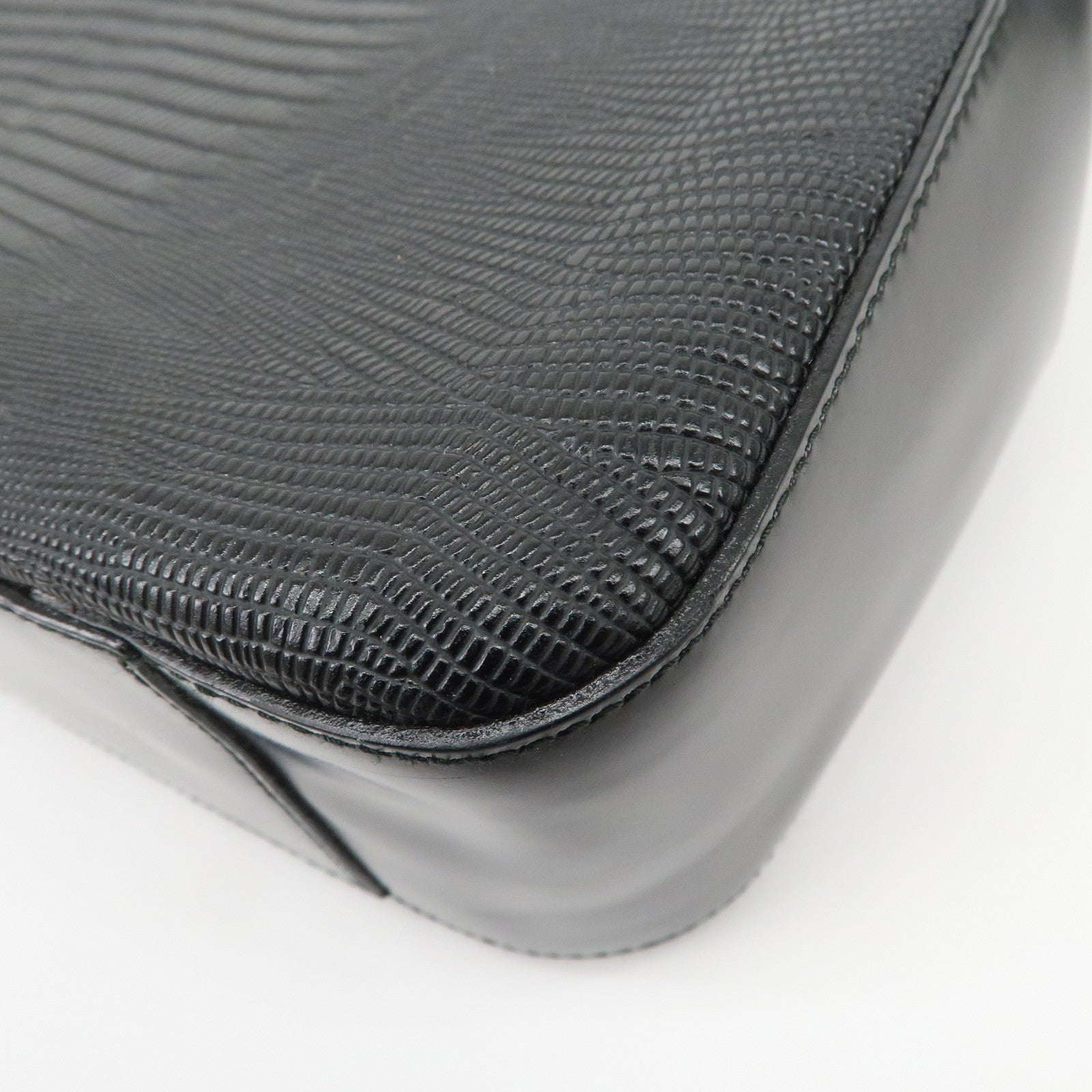 Ferragamo Gancini Embossed Leather Tote Bag Hand Bag Black