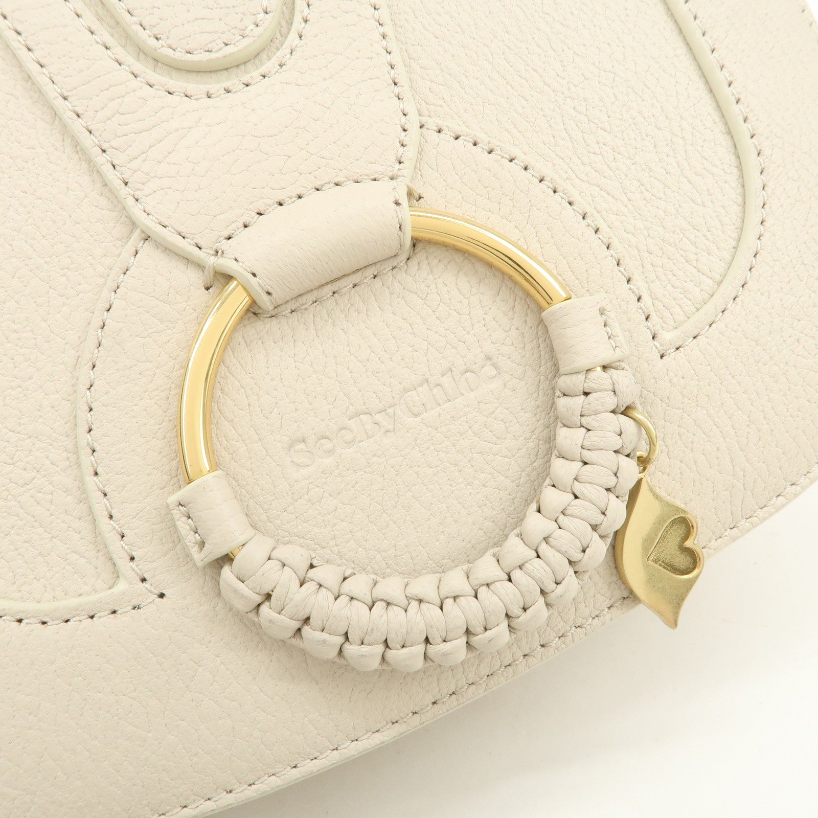 Chole See by Chloé Hana Leather Shoulder Bag Ivory Gold