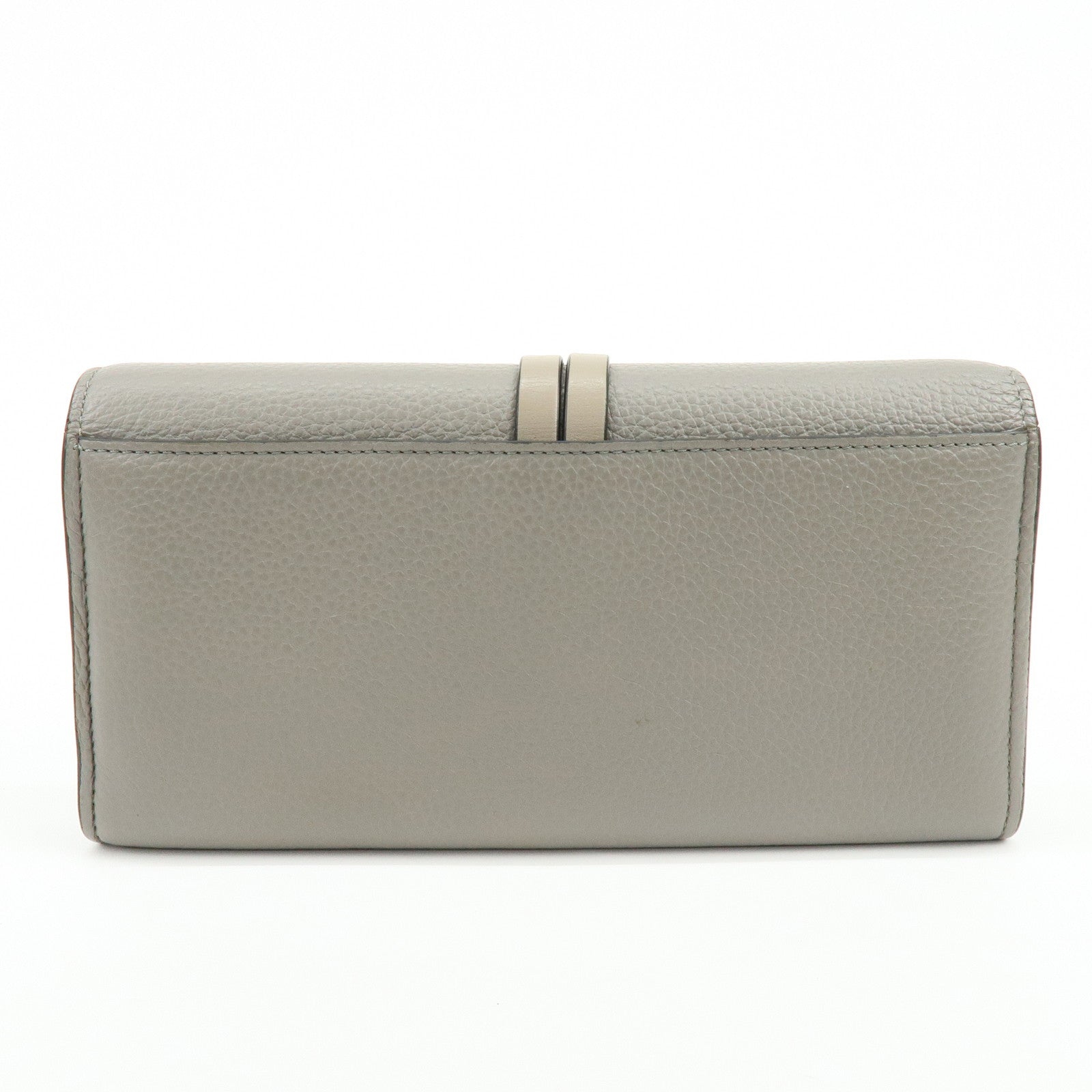 Chloe Alphabet Leather Flap Long Wallet C Charm Gray