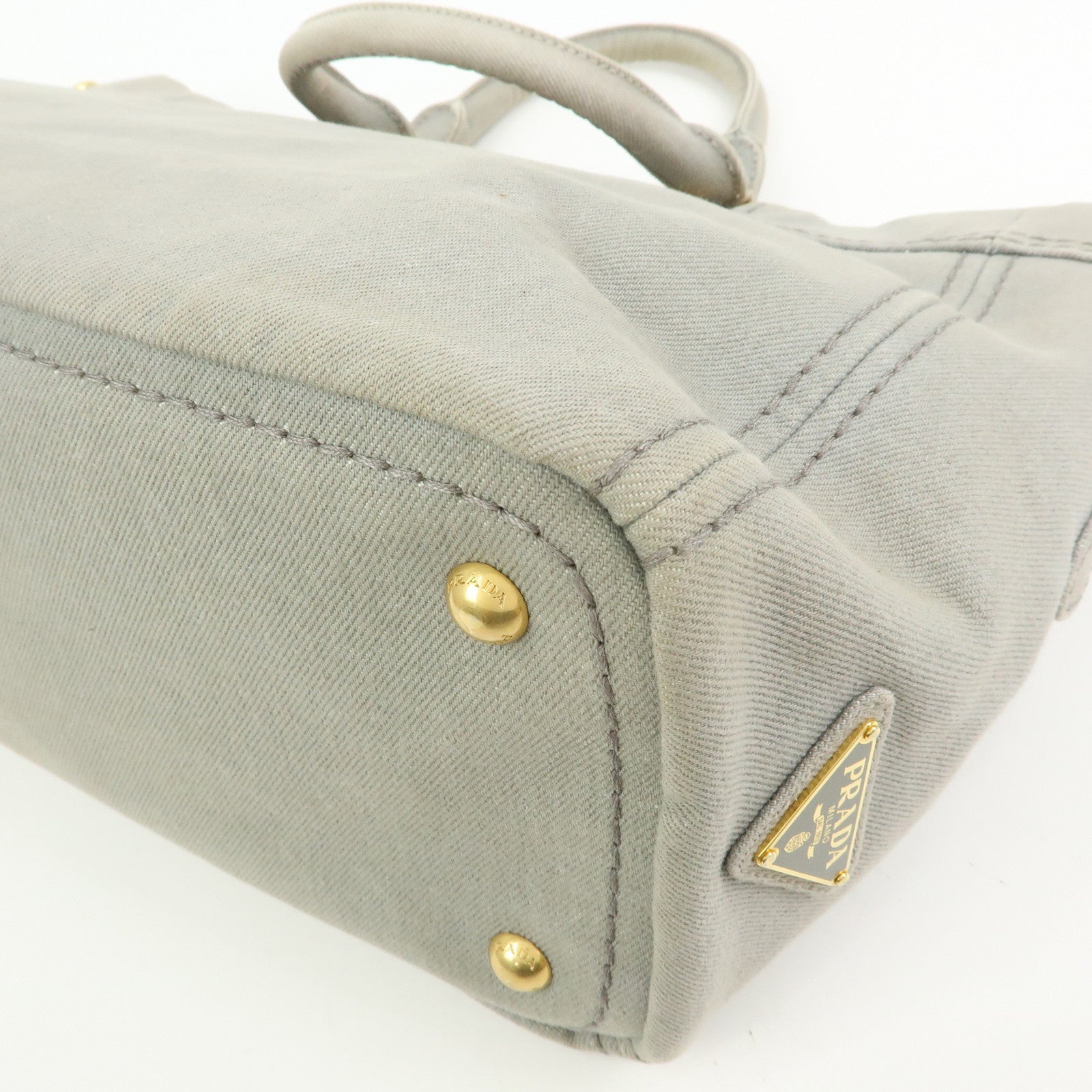 PRADA Canapa Canvas 2Way Bag Hand Bag Shoulder Bag Gray BN2069