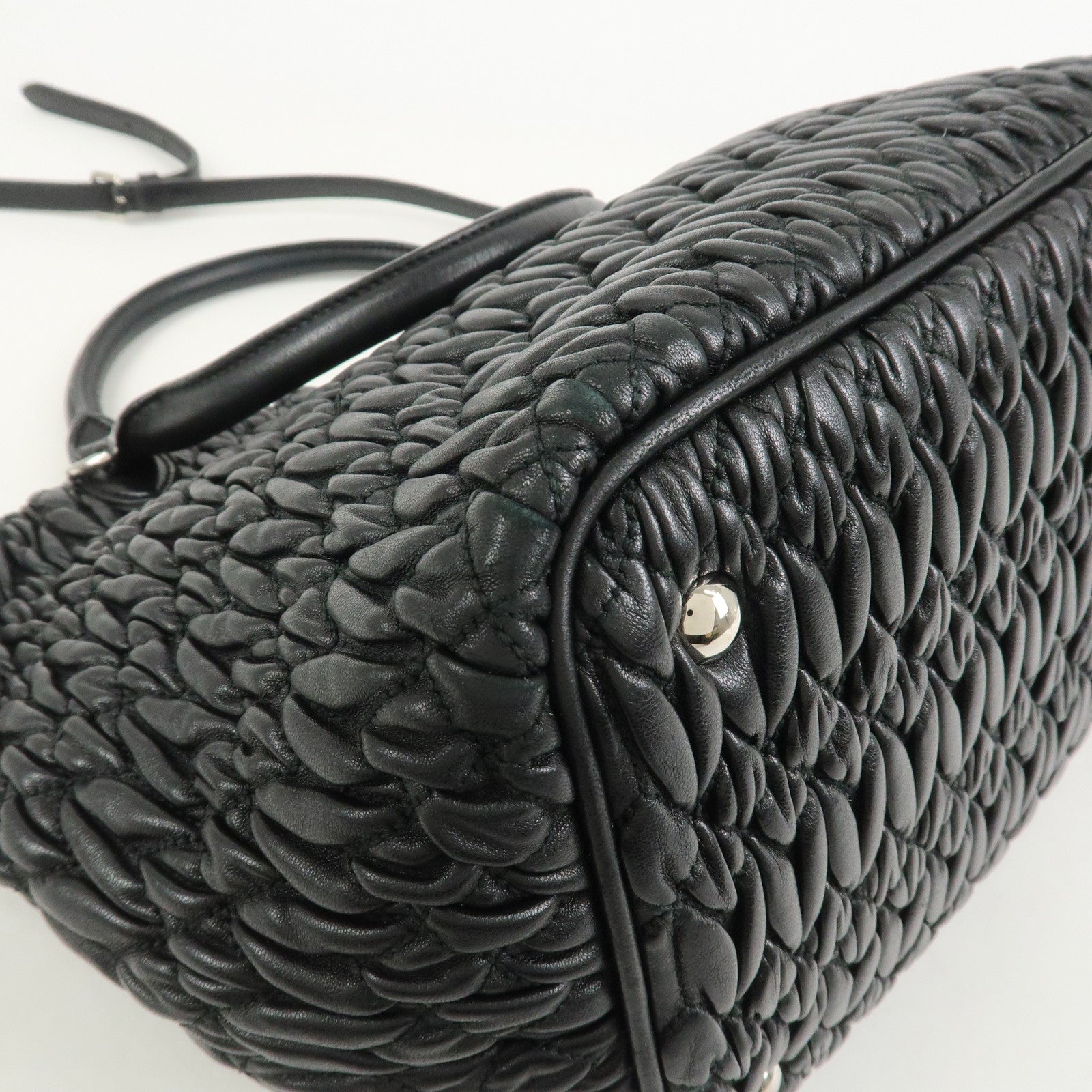 MIU MIU Matelasse Nappa Crystal 2Way Shoulder Bag Black 5BE896