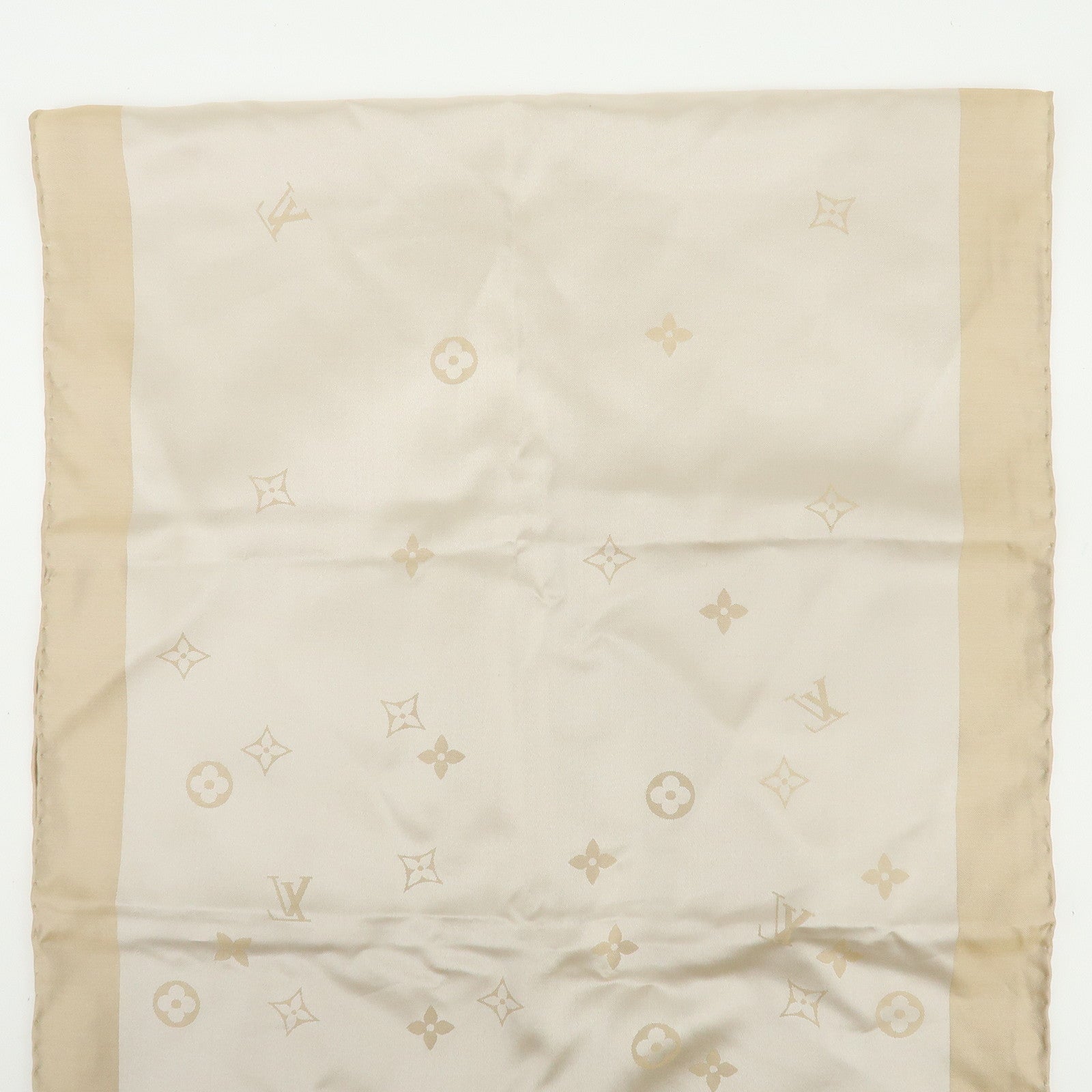 Louis Vuitton Monogram Echarpe Capri Silk 100% Scarf Beige M71051