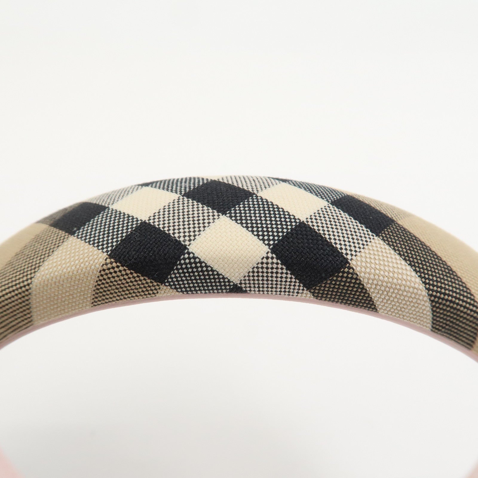 BURBERRY Nova Plaid Canvas Headband Beige