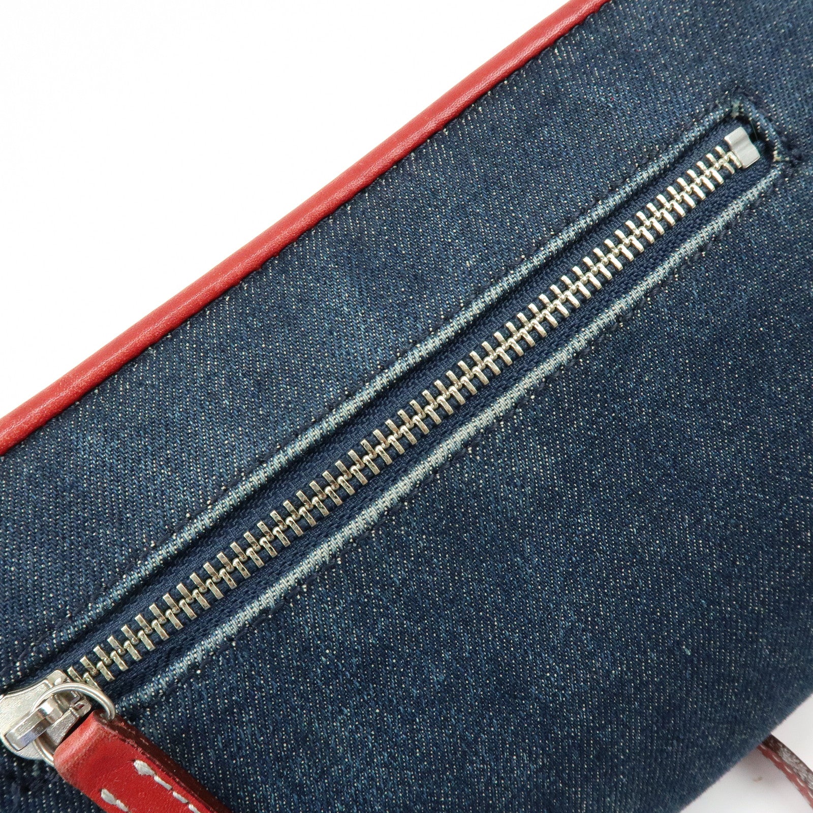 BURBERRY Blue Label Denim Leather 2Way Shoulder Hand Bag Blue Red