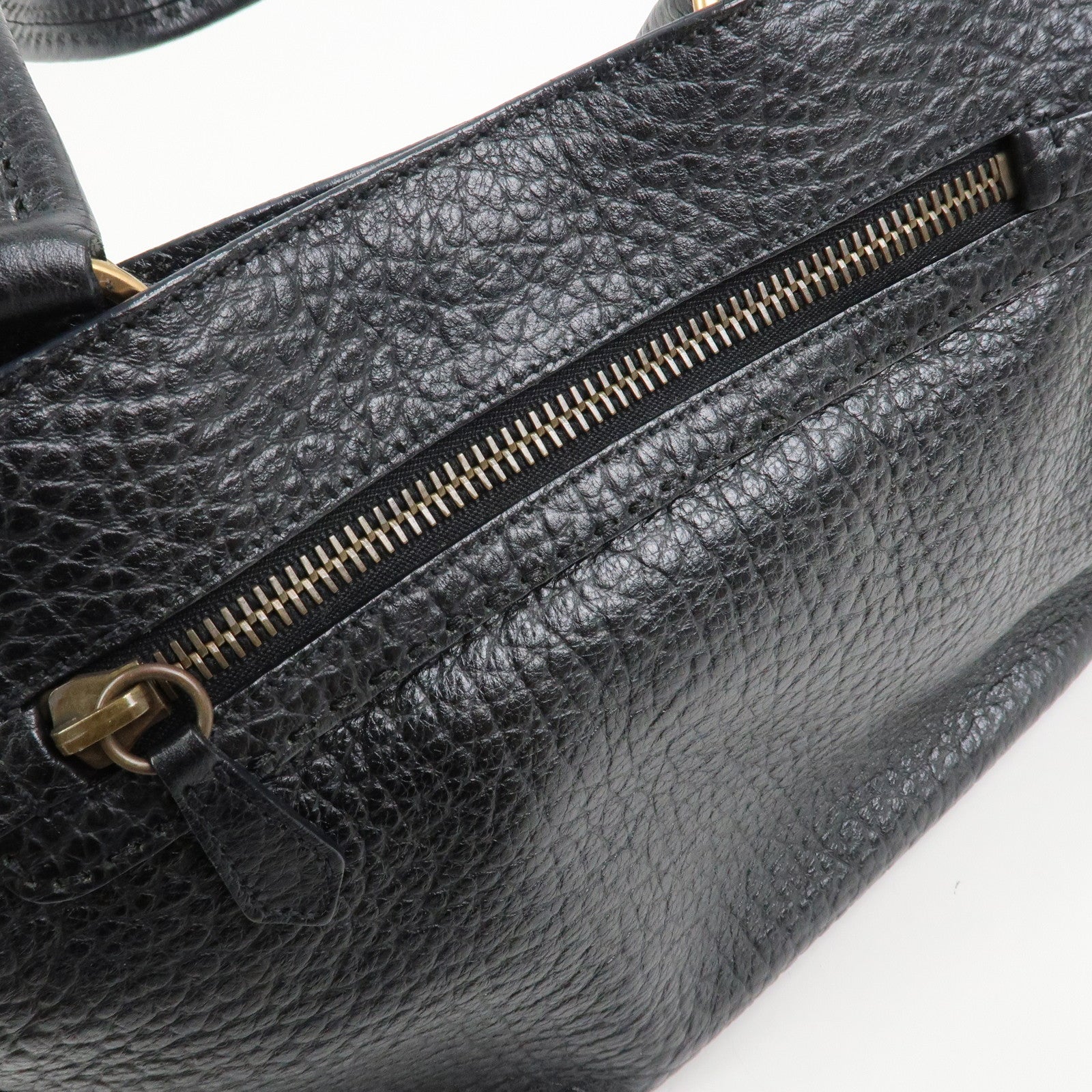 PRADA Triangle Logo Leather Shoulder Bag Hand Bag Black BR1976