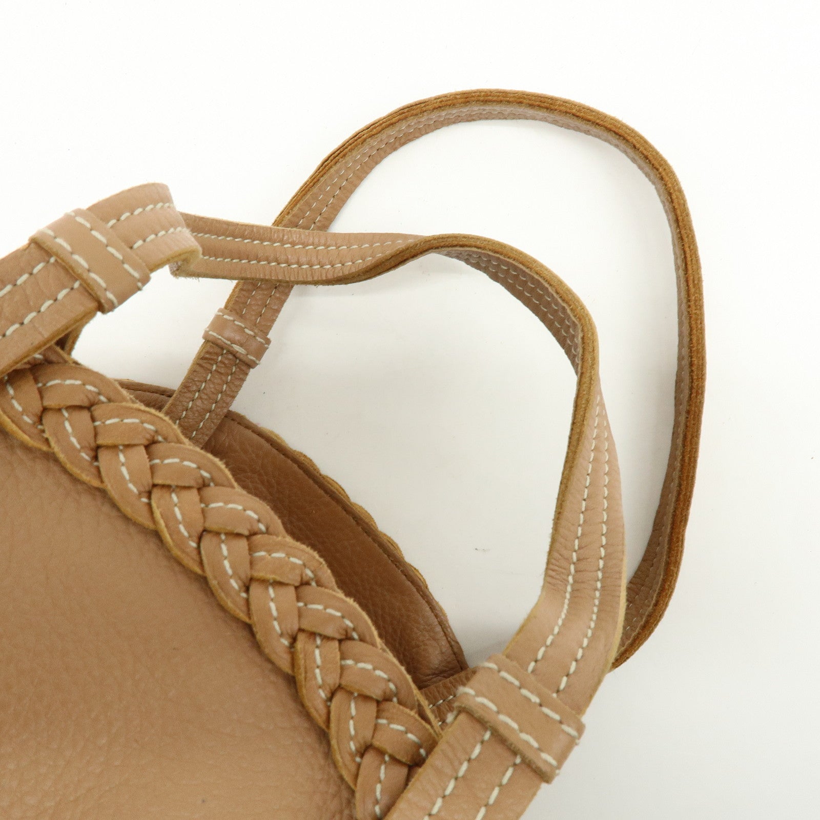 BOTTEGA VENETA Calf Leather Boston Bag Hand Bag Brown