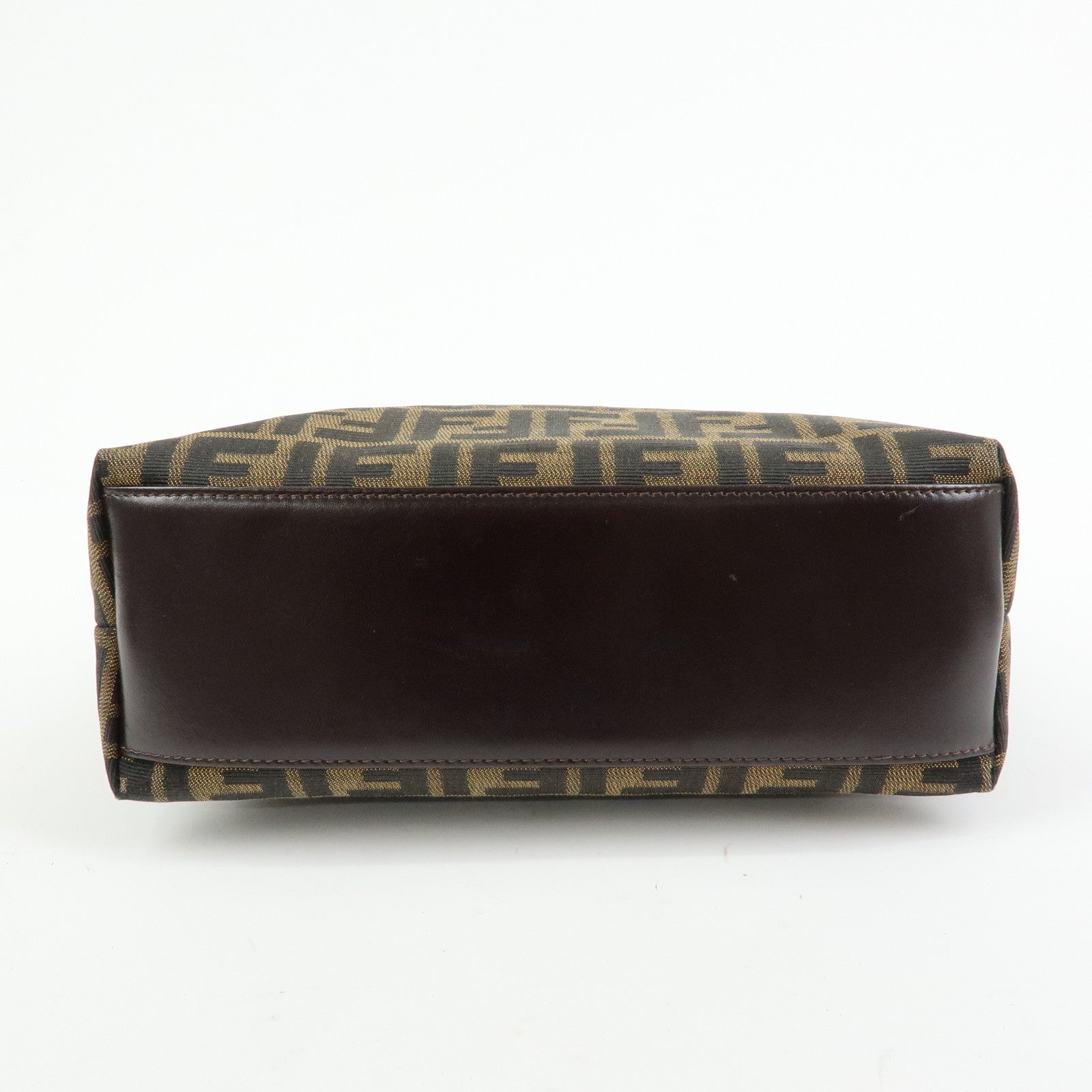 FENDI Zucca Jacquard Canvas Leather 2Way Bag Hand Bag Brown