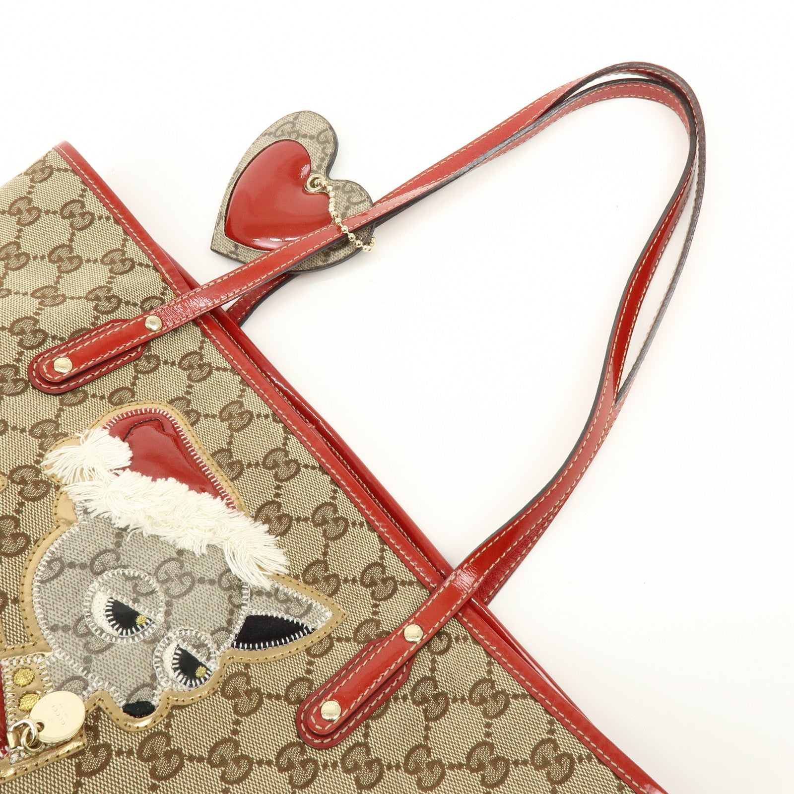 GUCCI Gucciori GG Canvas Leather PVC Shoulder Bag Beige Red 212376