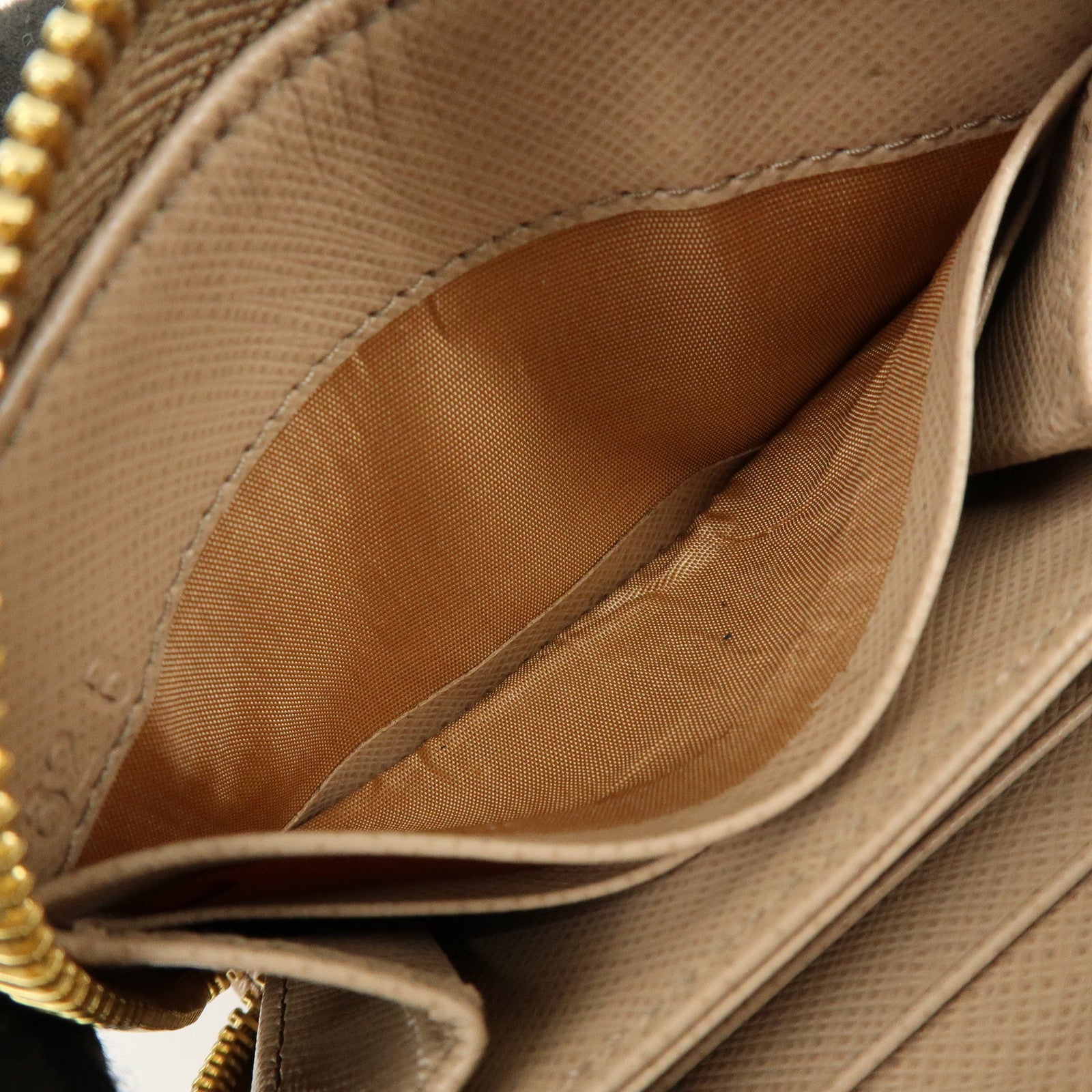 PRADA Triangle Logo Saffiano Leather Coin Case Beige 2MM003