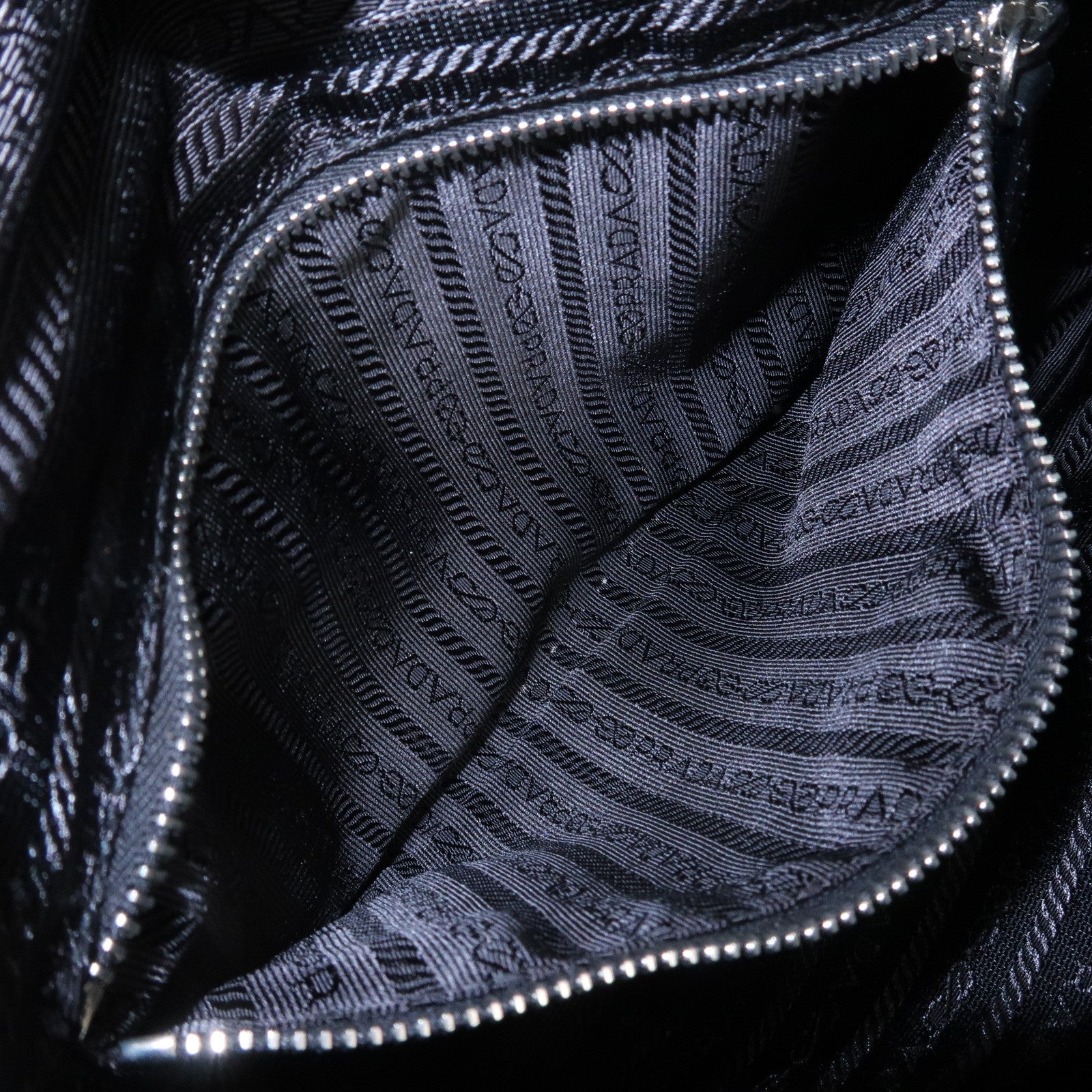 PRADA Triangle Logo Nylon Tote Bag Shoulder Bag Black