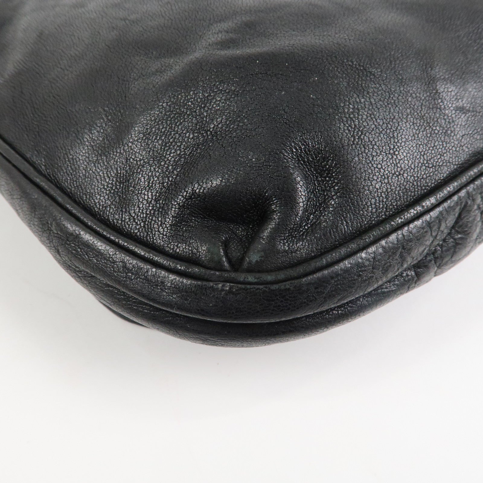 JIMMY CHOO Zodiac Leather Studs Shoulder Bag Black Gold HDW Used